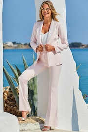 Sosandar Pink Single Breasted Blazer With Diamante Embellished Collar - Image 5 of 5