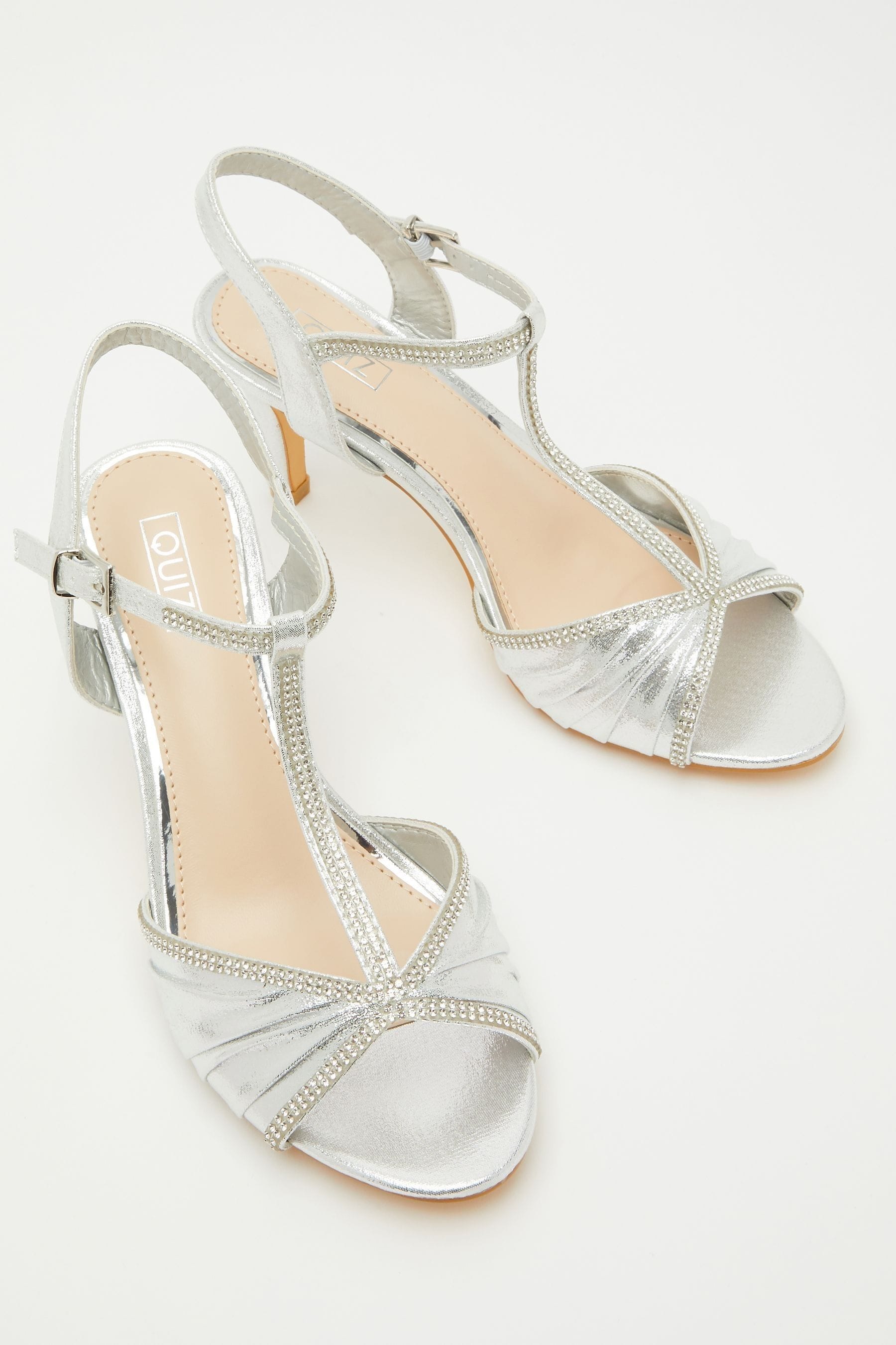 Quiz low heel silver sandals sales