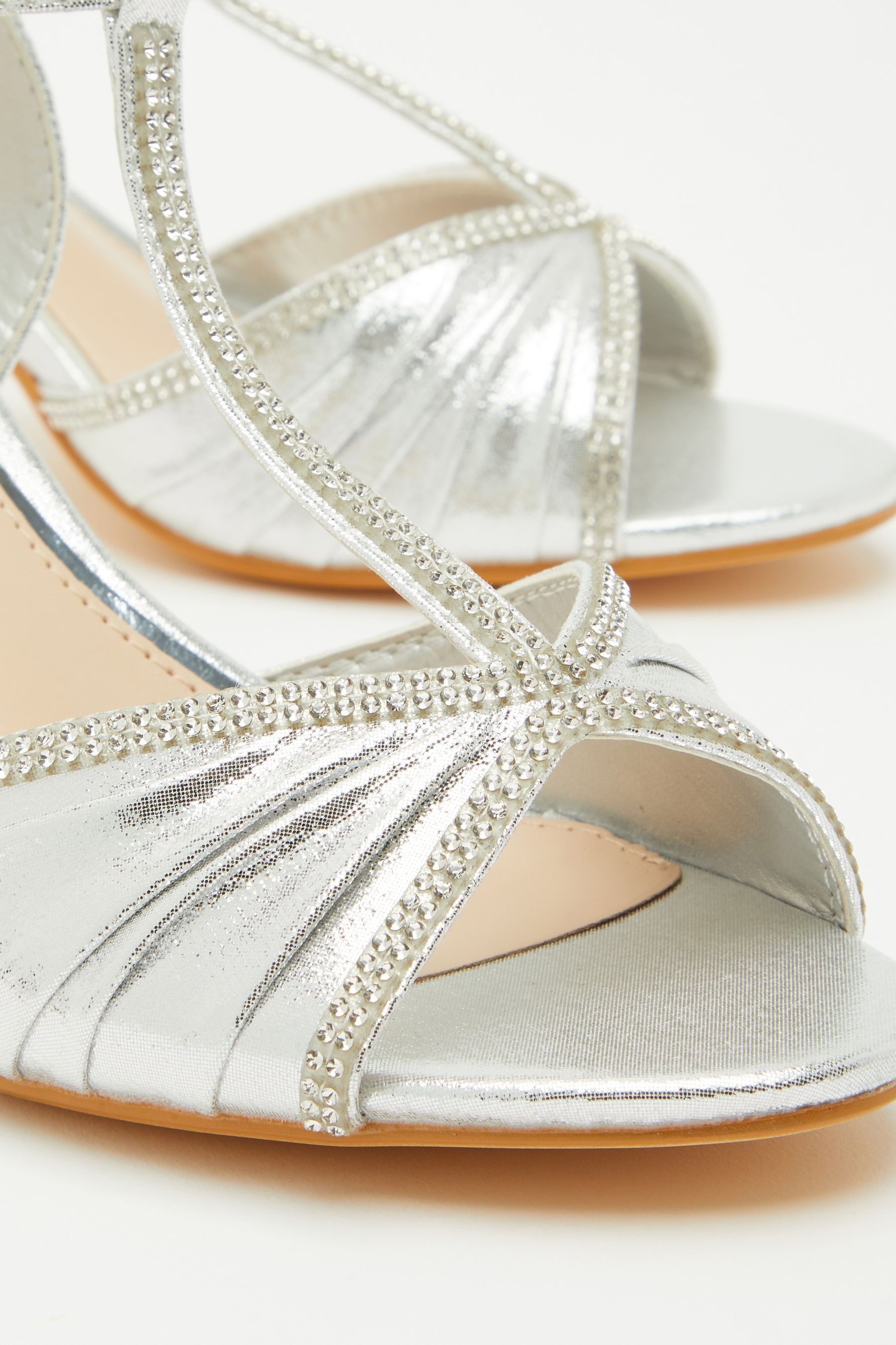 Buy Quiz Silver Shimmer Diamante Strap T Bar Low Heel Sandals from Next Luxembourg