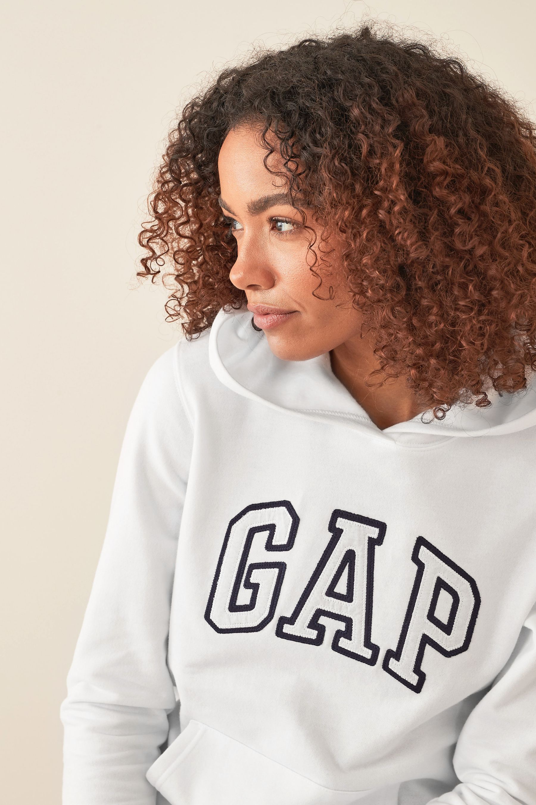 Buy Gap White Logo Pullover Hoodie from Next Luxembourg