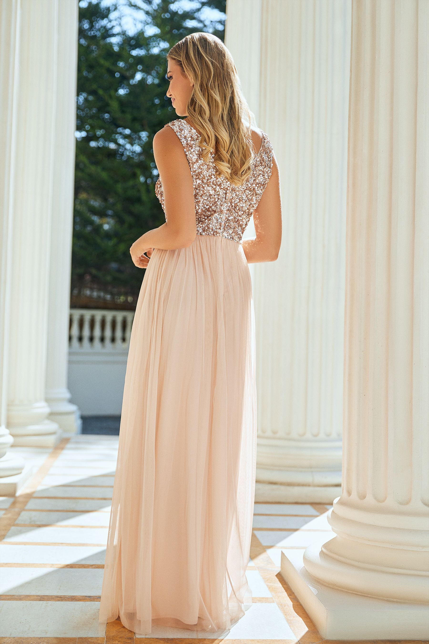 Maxi dress with sequin top online