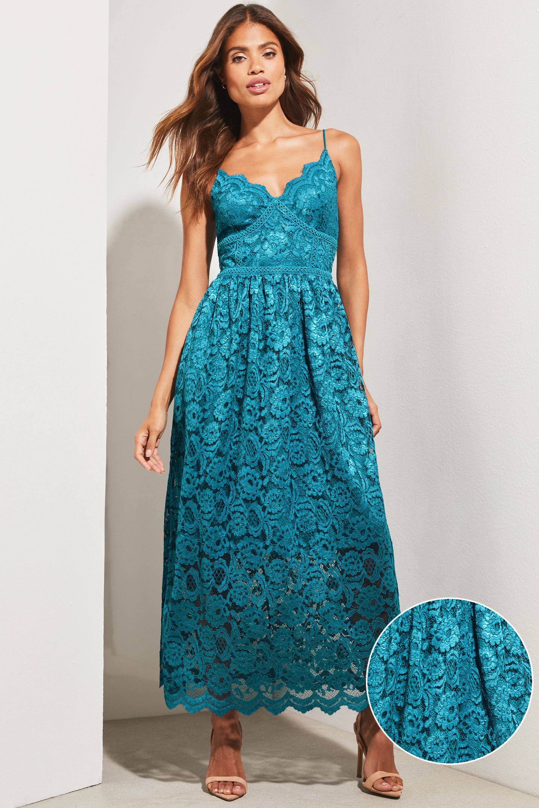 Lipsy teal lace dress deals