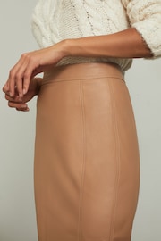 Lipsy Tan Faux Leather Pencil Skirt - Image 4 of 4
