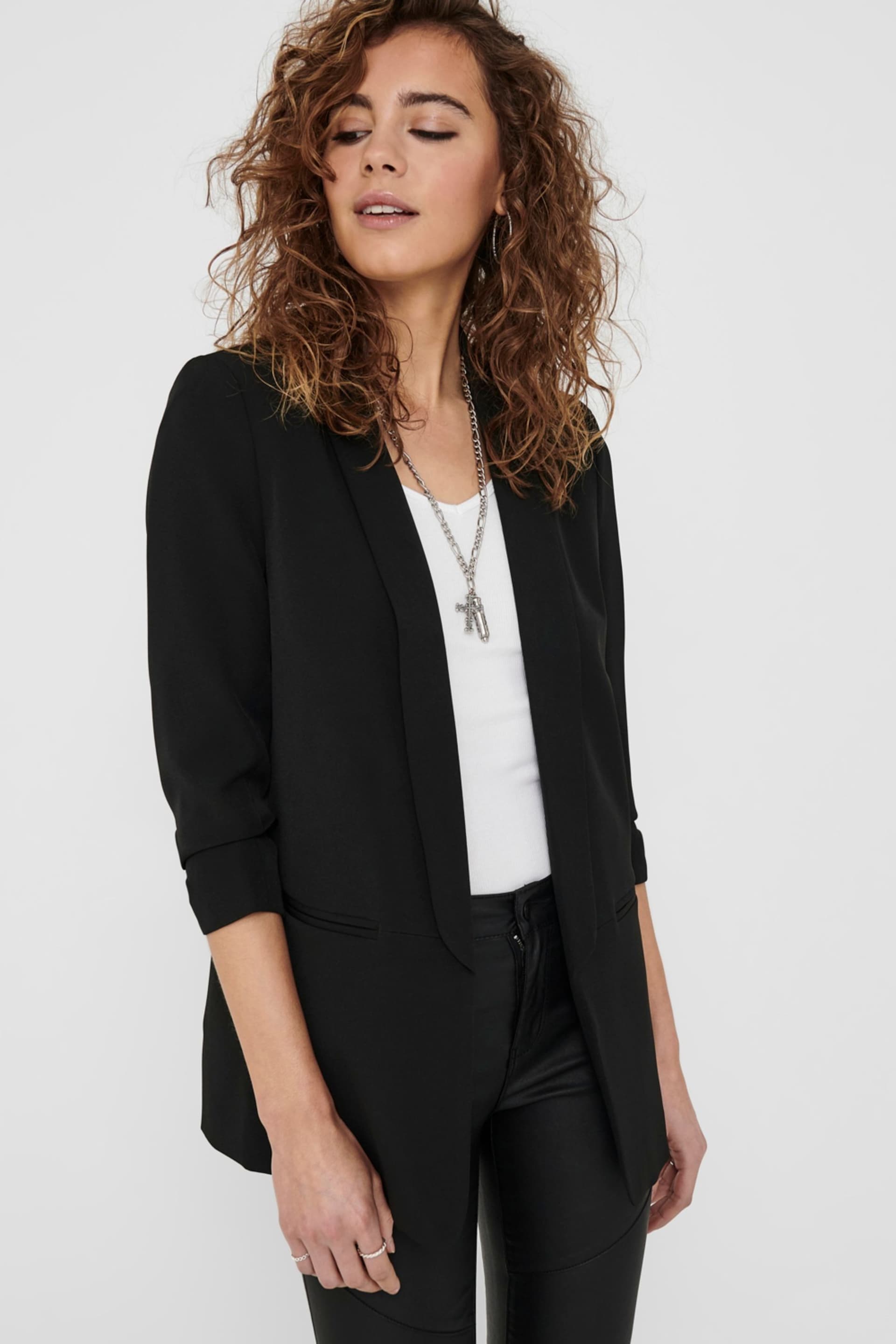 ONLY Black Ruched Sleeve Workwear Blazer - Image 2 of 5