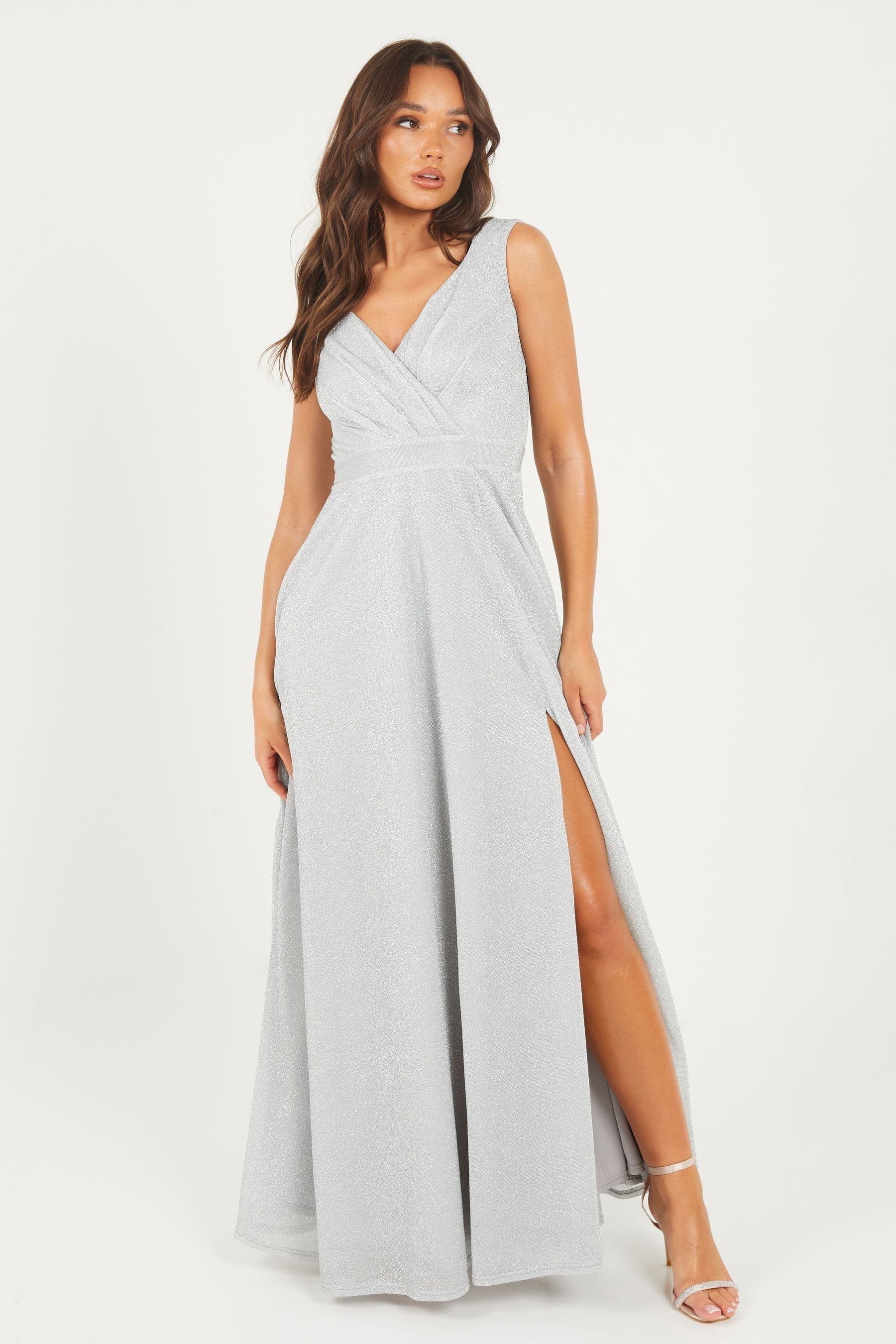 Quiz glitter wrap dress on sale