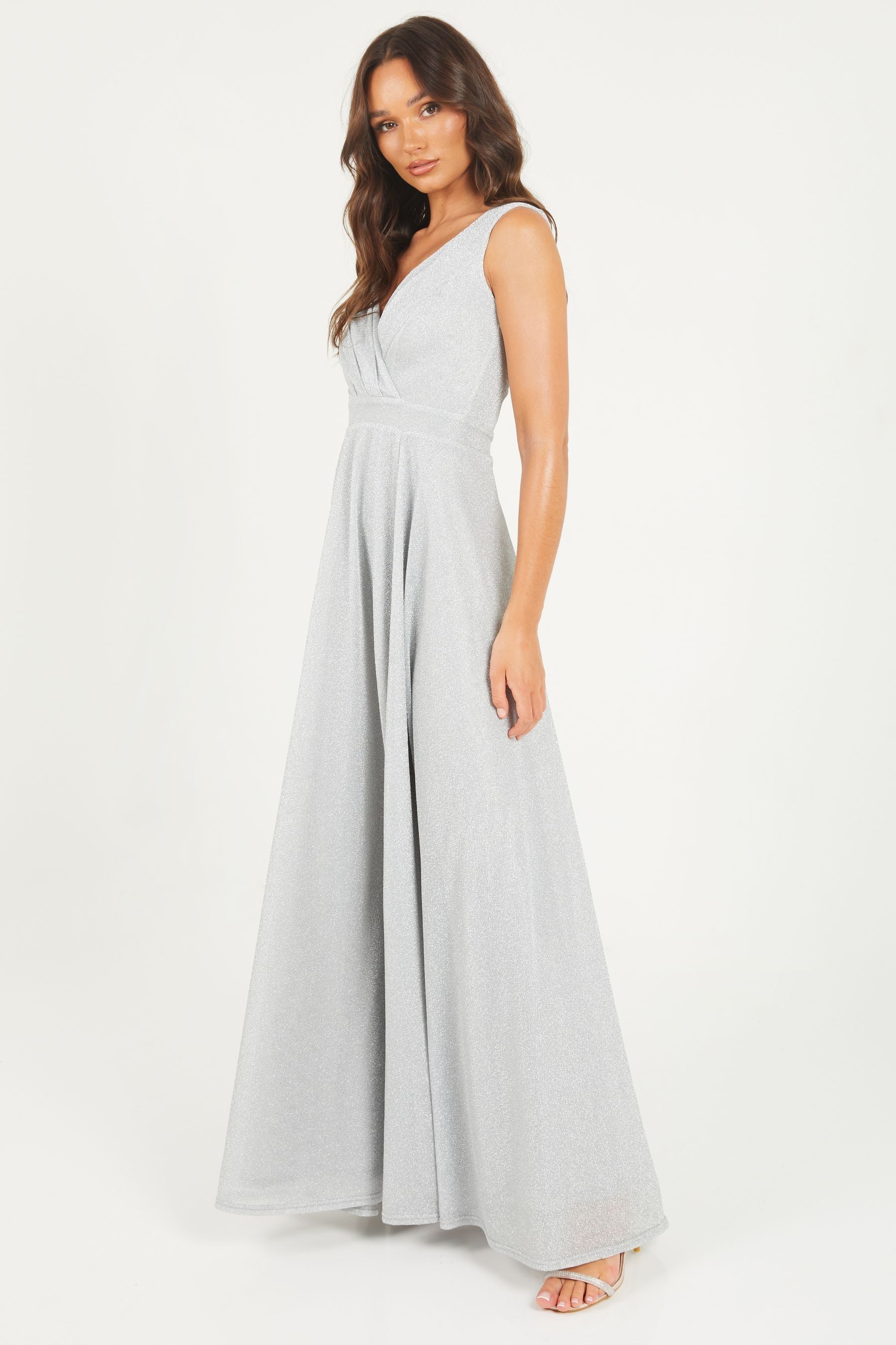 Quiz silver maxi dress outlet