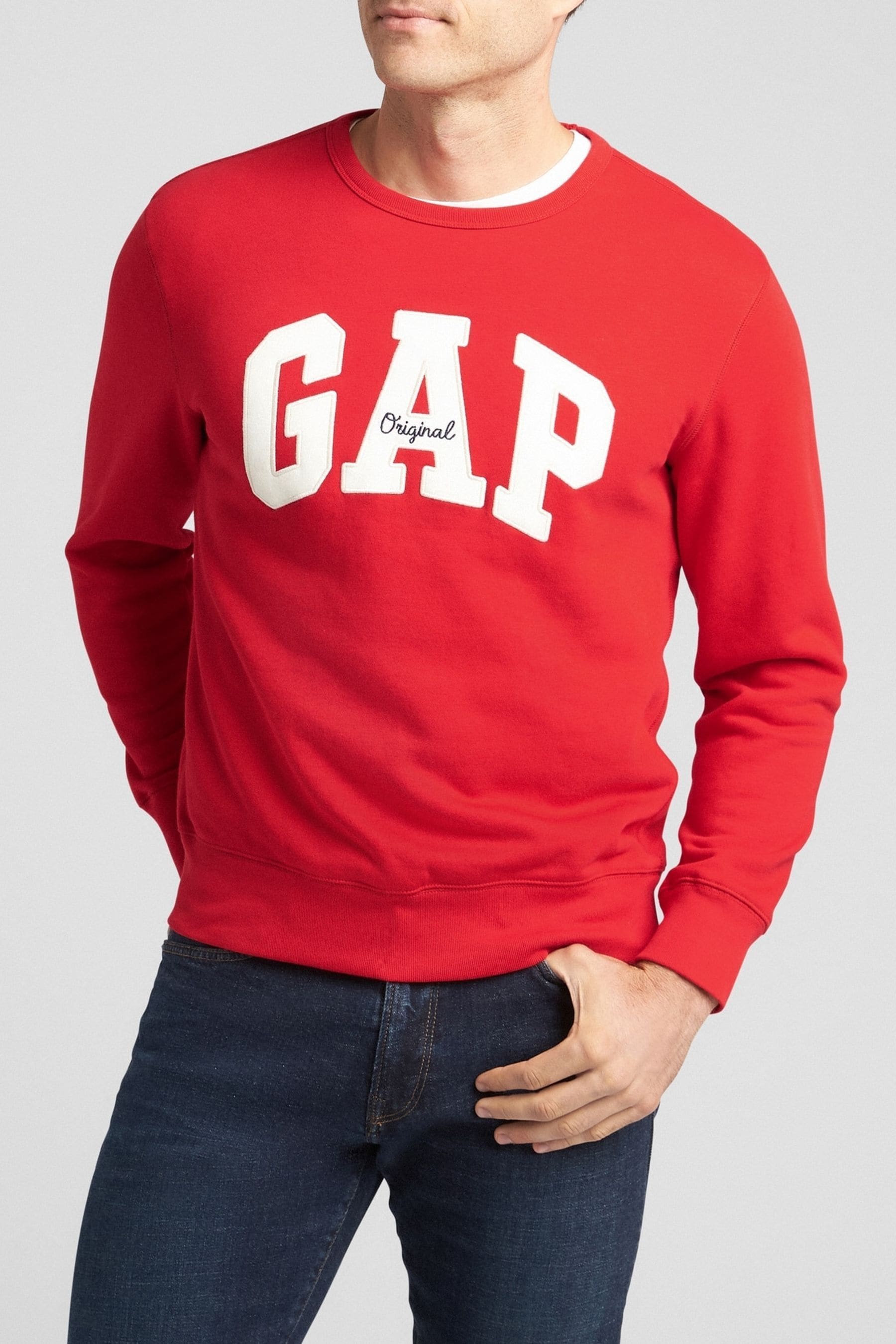 Buy Gap Red Original Logo Crew Neck Sweatshirt from Next Ireland