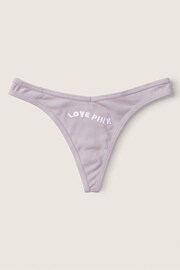 Victoria's Secret PINK Purple Mist with Embroidery Purple Cotton Thong Knickers - Image 1 of 1