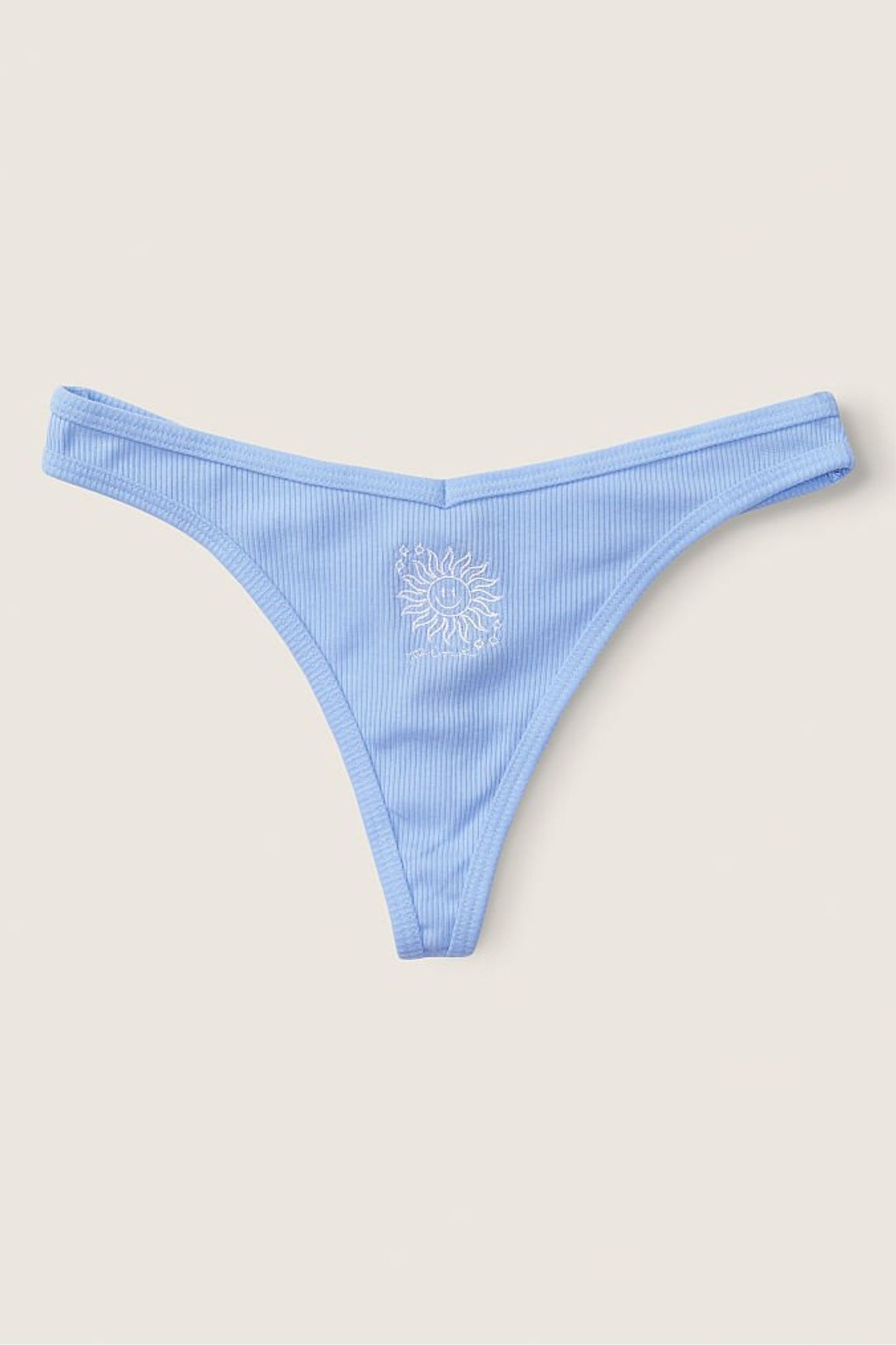 Victoria's Secret PINK Morning Sky Blue Cotton Thong Knickers - Image 1 of 1