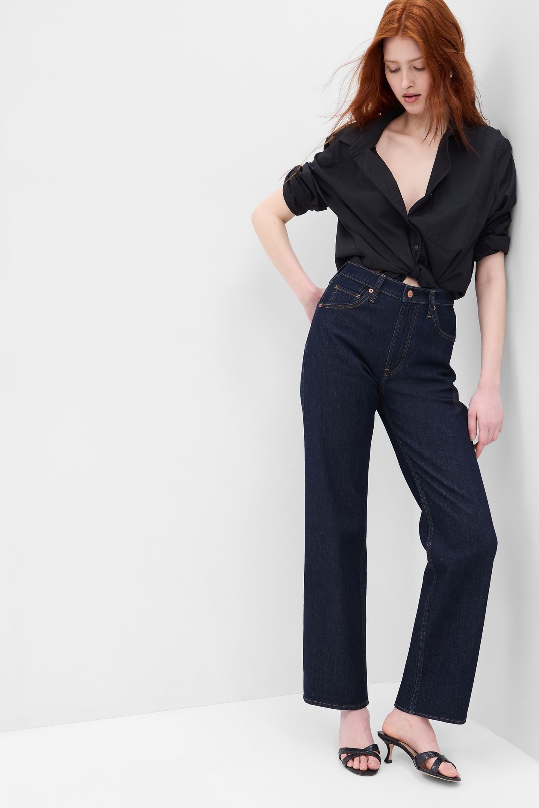 Gap high waisted straight leg jeans sales