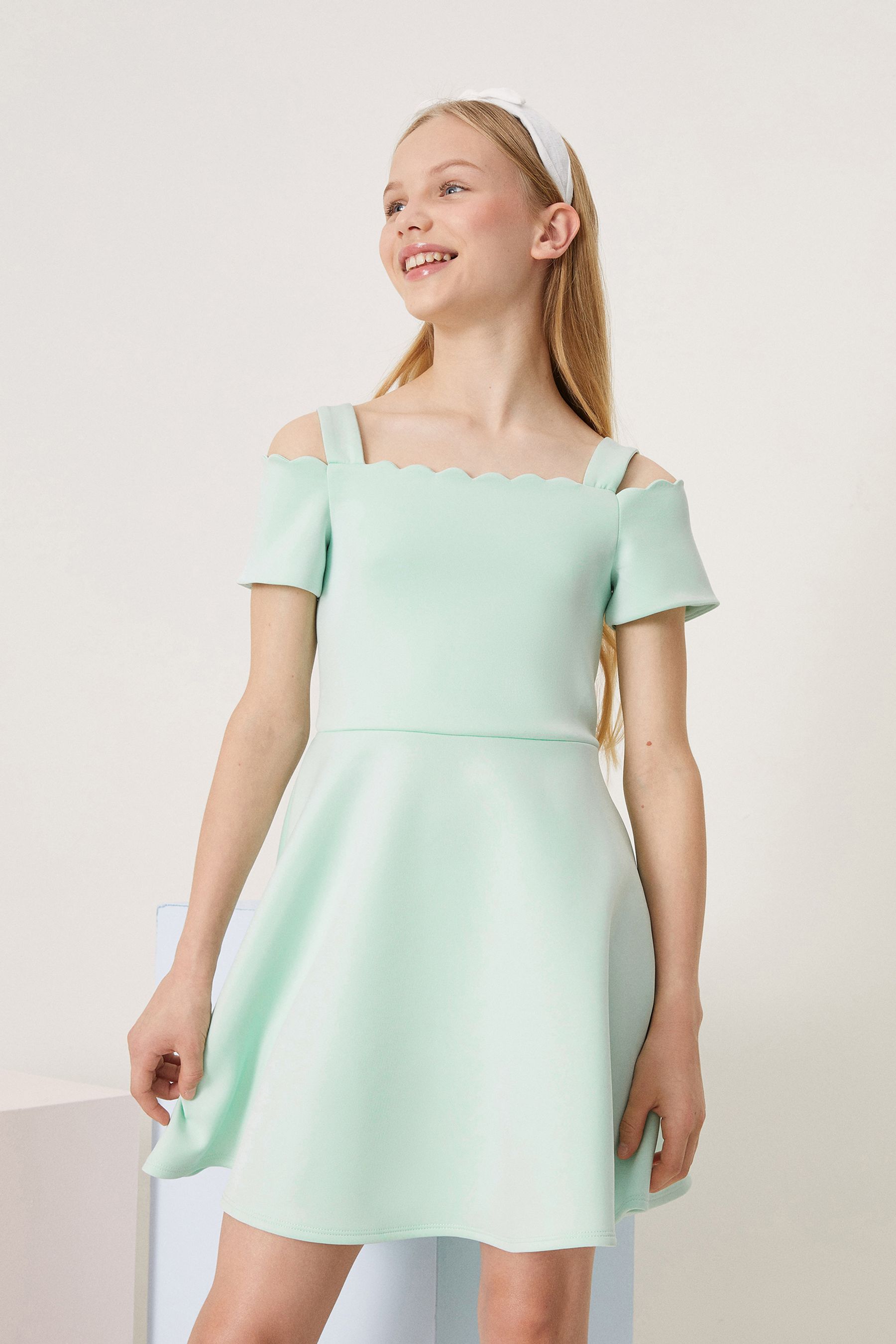 Green scuba dress top