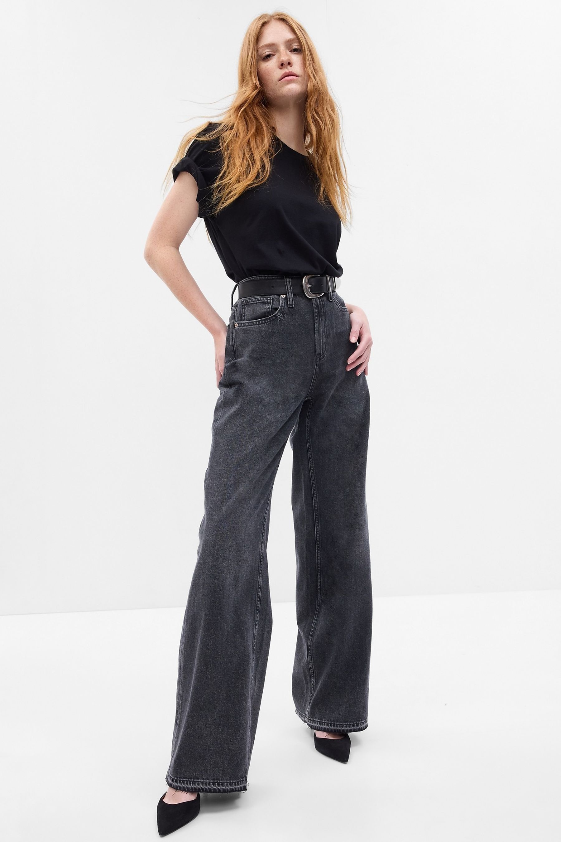Buy Gap Black High Waisted Wide Leg Jeans from Next Ireland