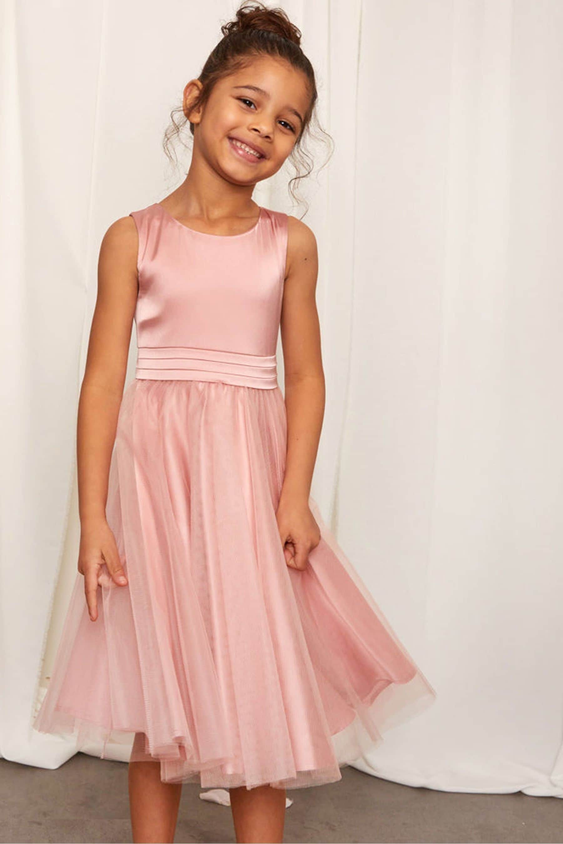 Buy Chi Chi London Pink Satin Tulle Skirt Dress Girls from Next Luxembourg