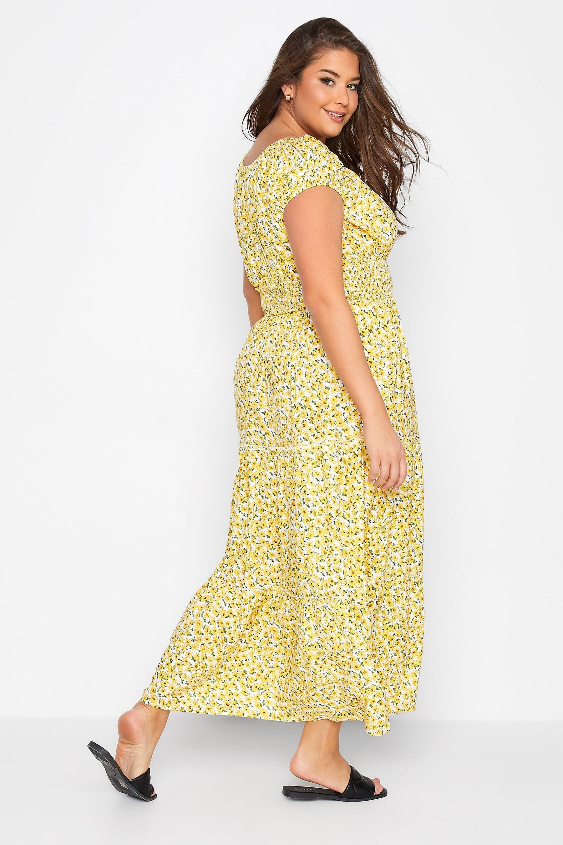 Yellow bardot maxi dress cheap