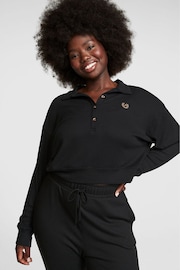 Victoria's Secret PINK Pure Black Thermal Henley Sleep Shirt - Image 1 of 4
