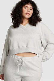 Victoria's Secret PINK Heather Grey Elevated Fleece V-Neck Sweat Top - Image 1 of 3