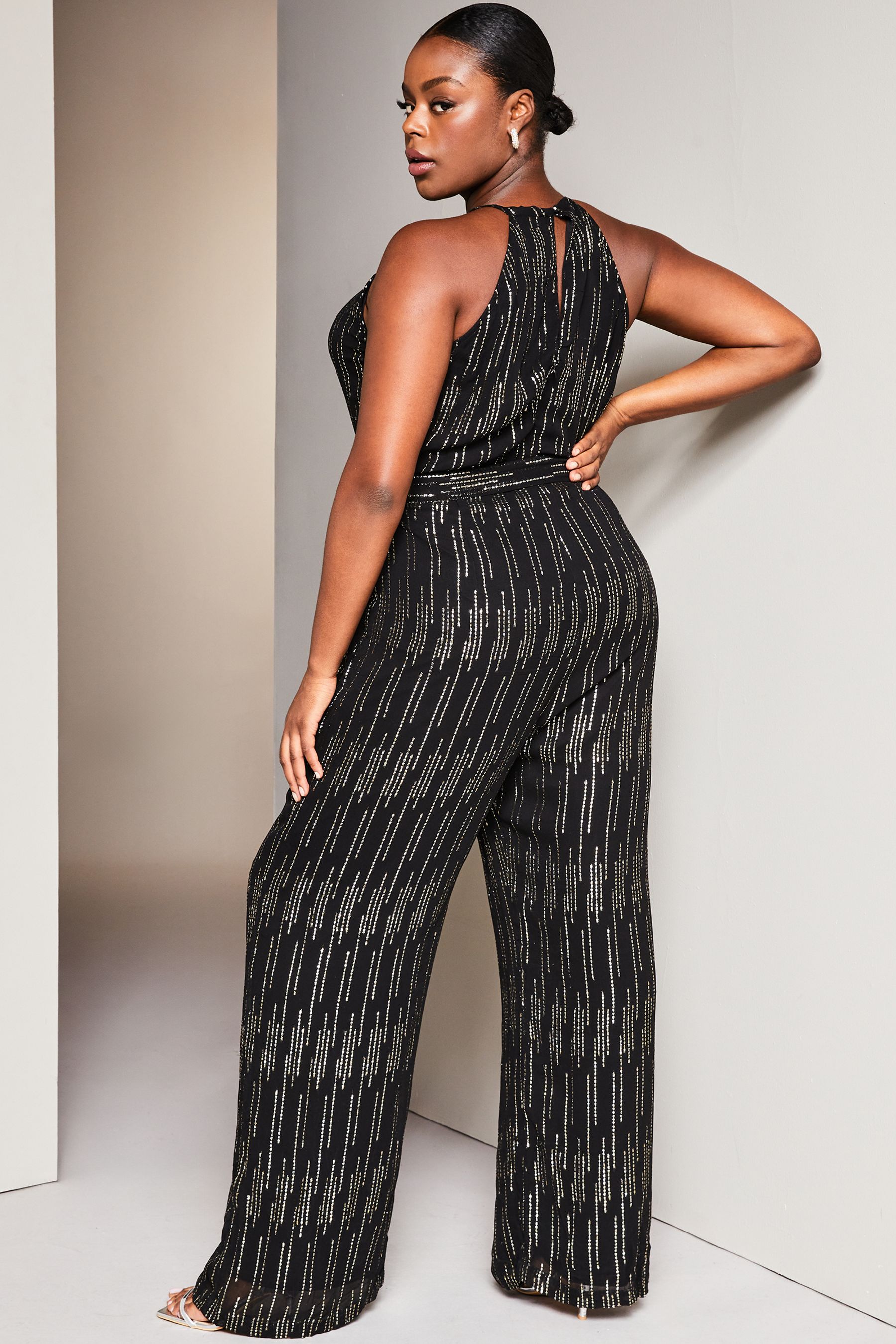 Buy Lipsy Black Curve Metallic Halter Neck Jumpsuit from Next Luxembourg
