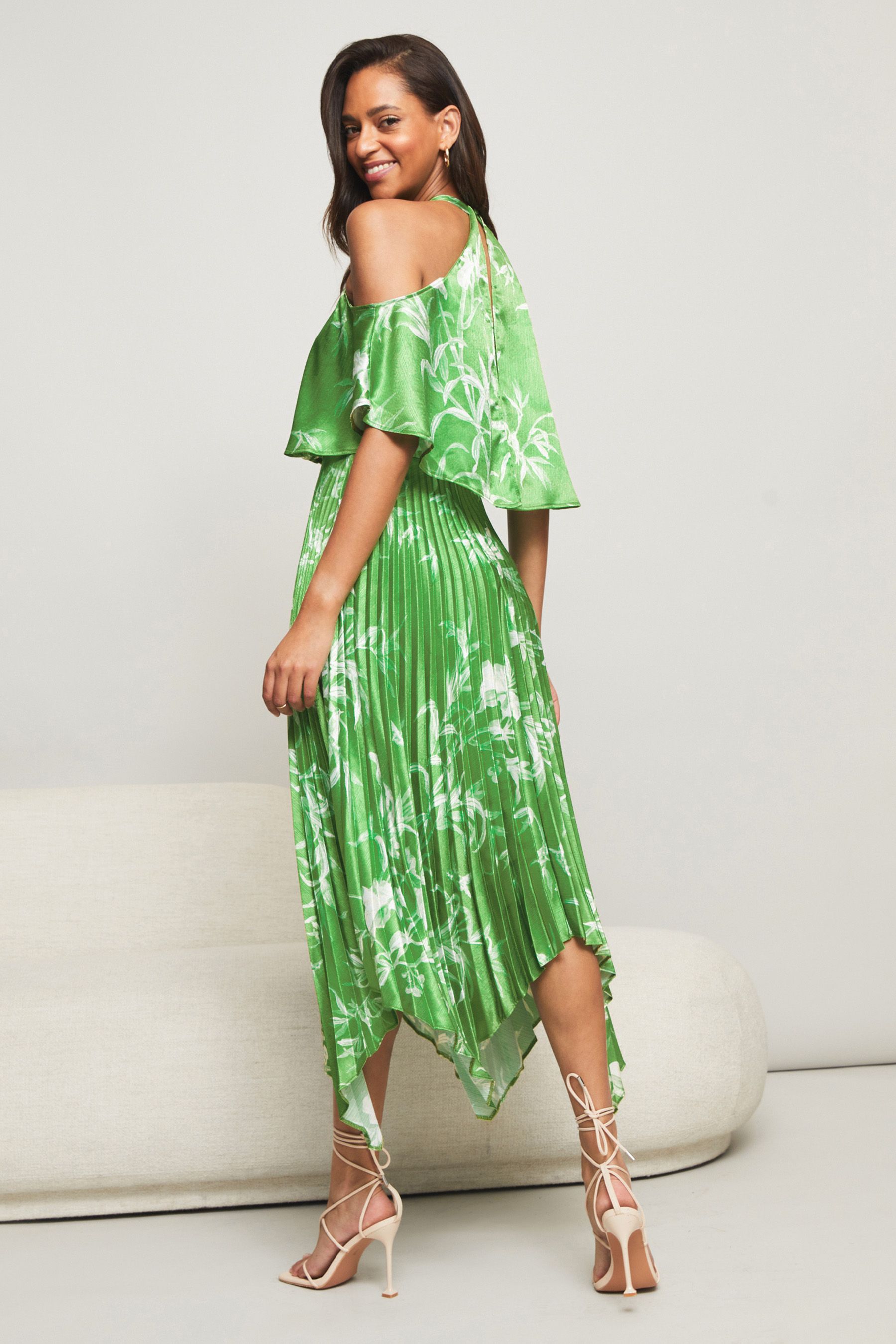 Cold shoulder handkerchief dress clearance