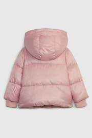 Gap Pink Water Resistant Sherpa Lined Recycled Puffer Jacket (12mths-5yrs) - Image 5 of 6