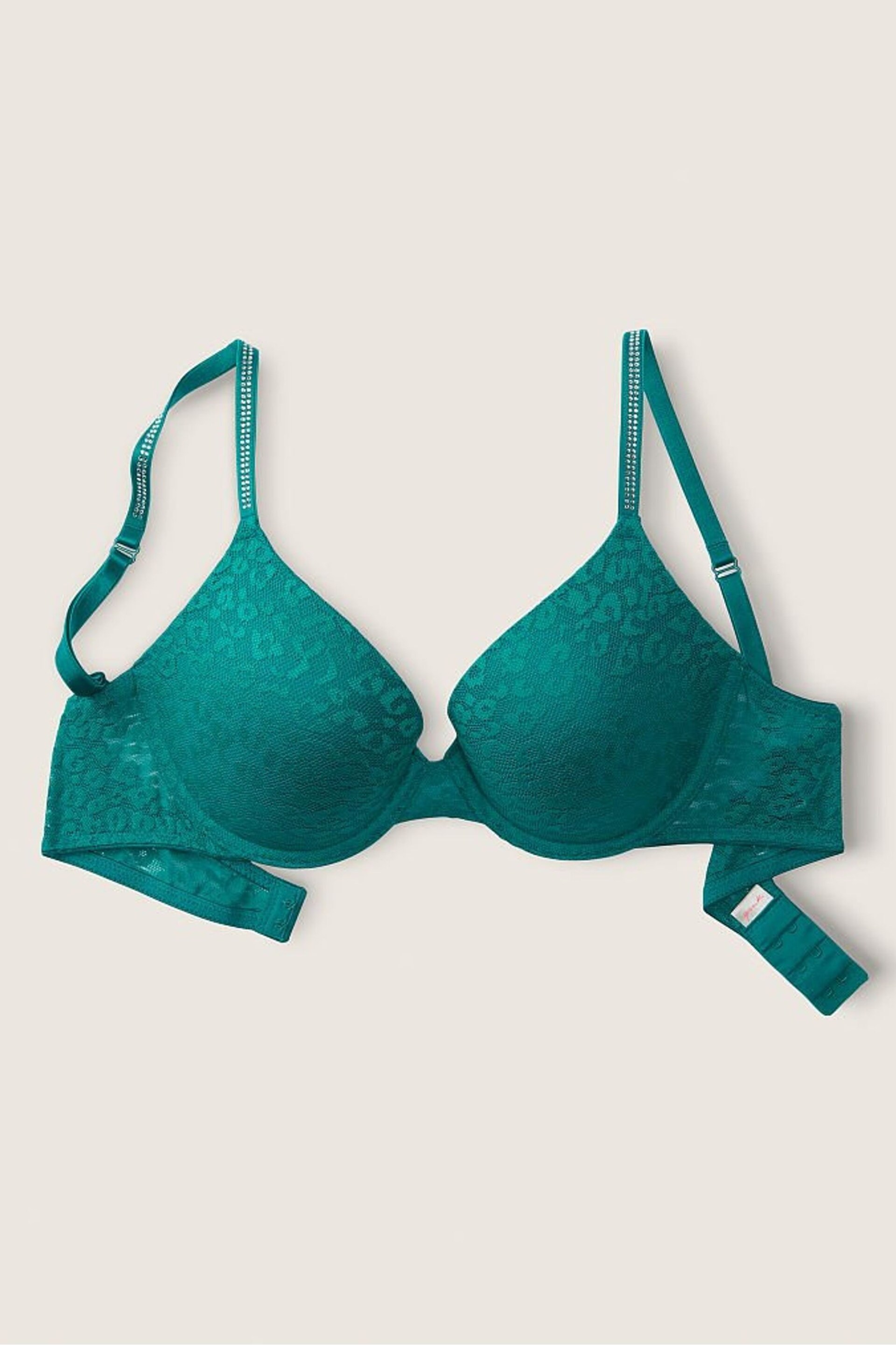 Victoria's Secret PINK Deep Lake Blue Shine Lace Push Up T-Shirt Bra - Image 4 of 6