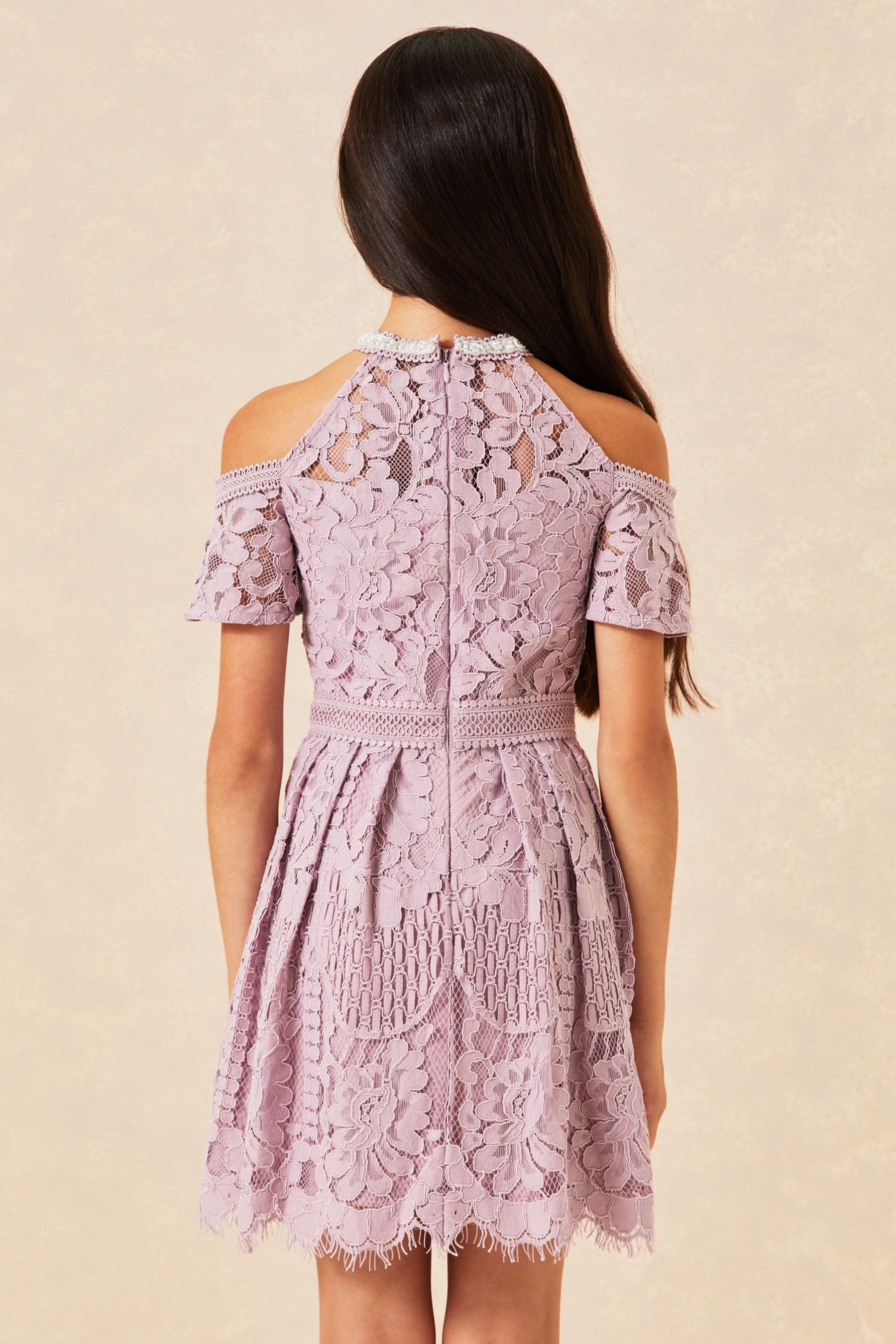 Lilac cold shoulder dress hotsell