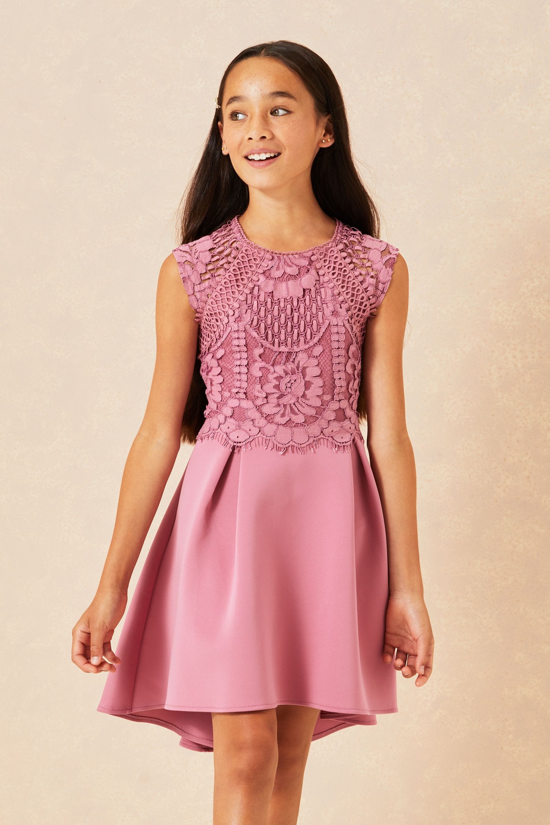 Buy Lipsy Pink Lace Bodice Occasion Dress from Next Luxembourg