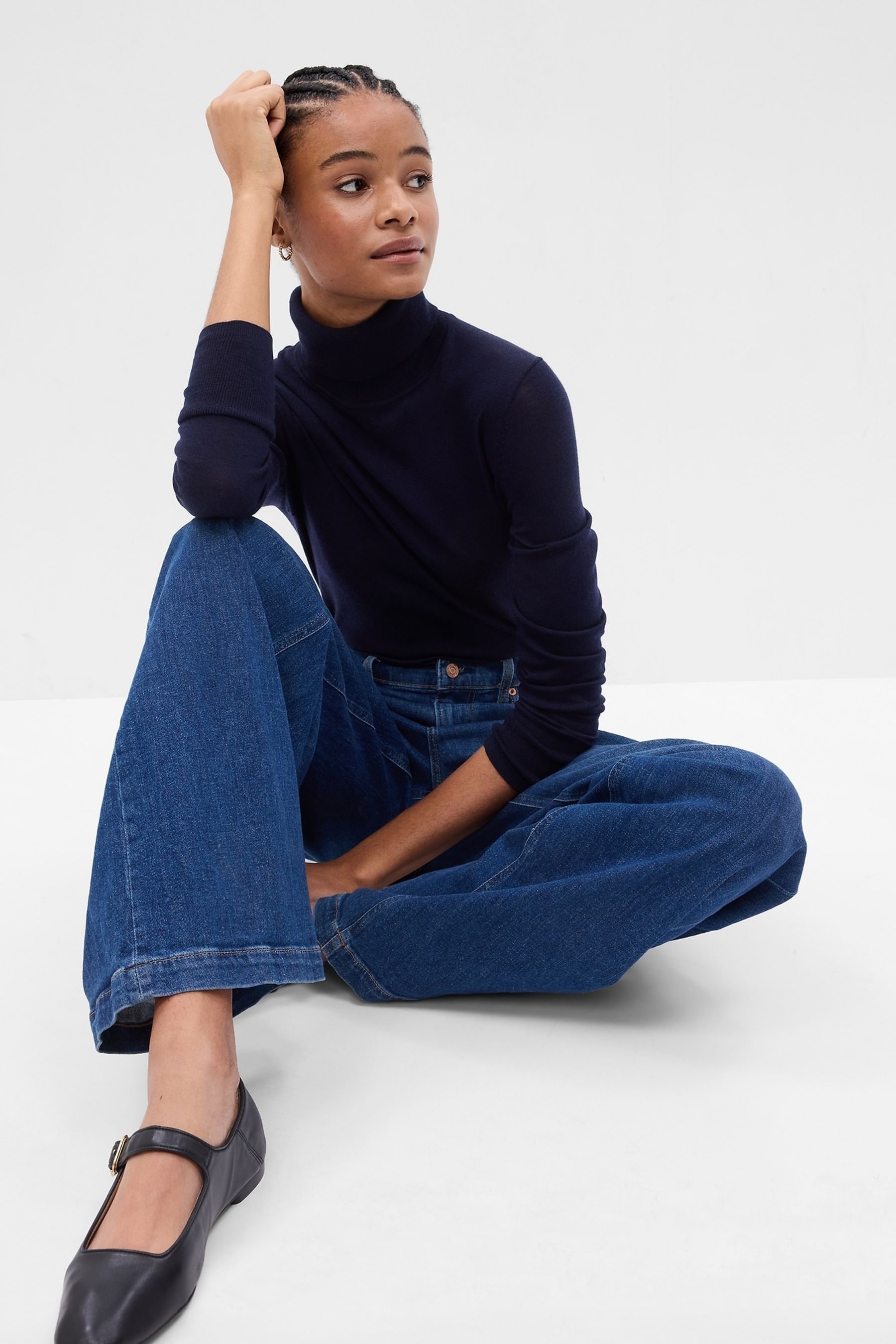 Blue merino wool jumper deals