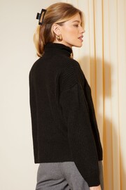 Friends Like These Black Cosy Roll Neck Rib Jumper - Image 4 of 4