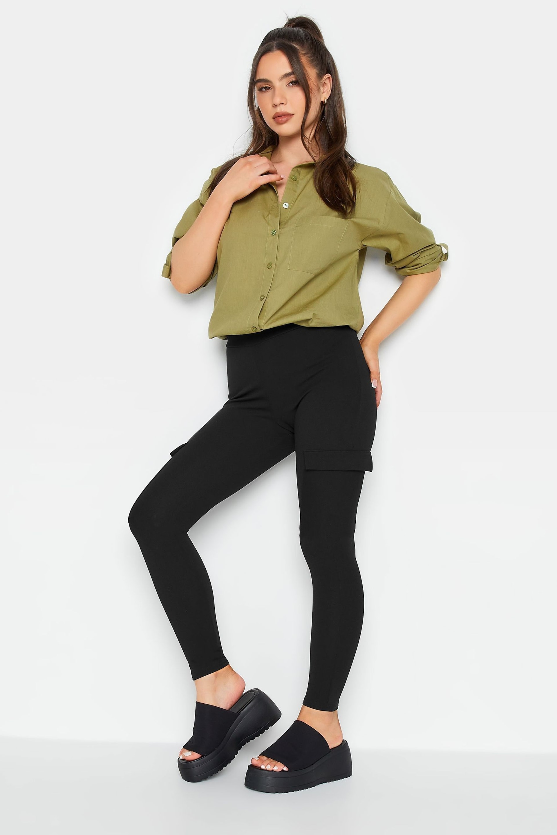 PixieGirl Petite Black Utility Skinny Trousers - Image 2 of 4