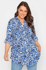 Yours Curve Blue Pintuck Shirt - Image 1 of 4