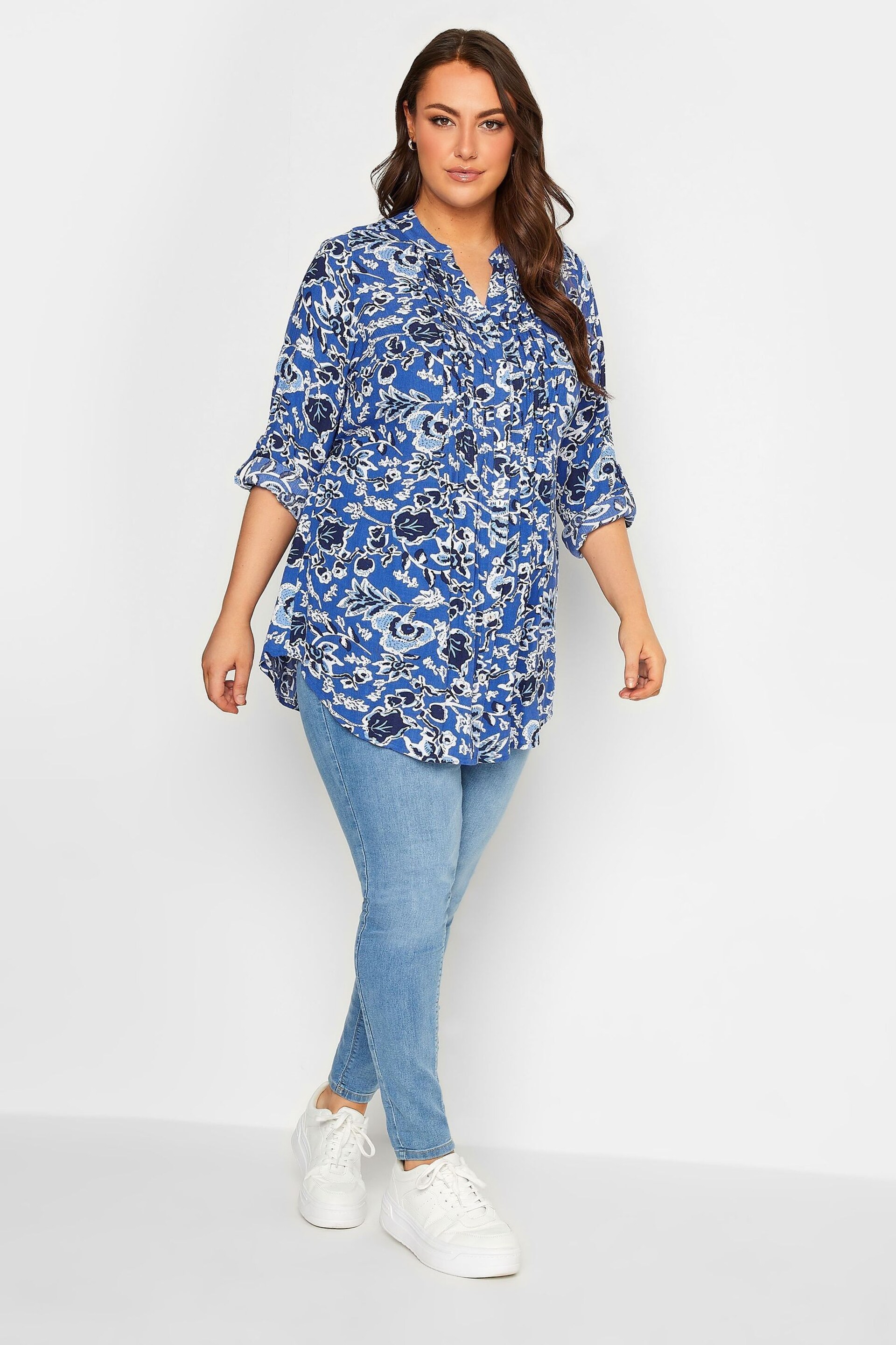 Yours Curve Blue Pintuck Shirt - Image 2 of 4