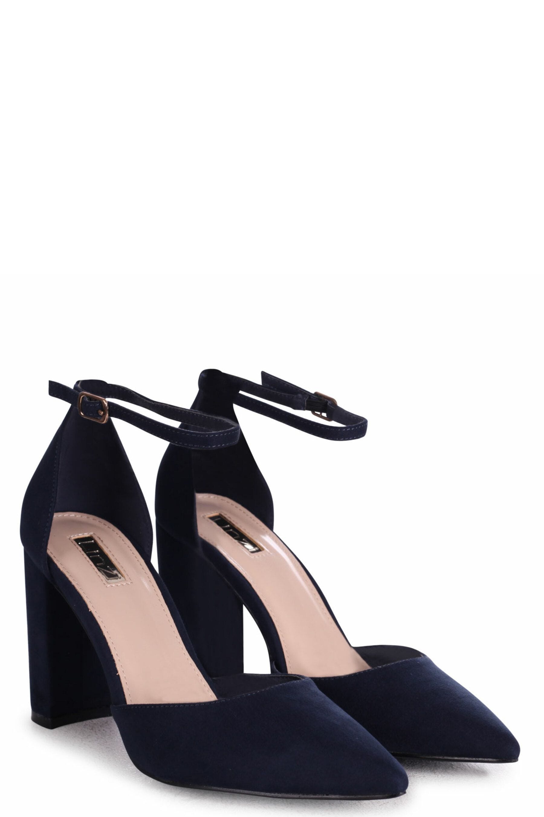 Navy block heels closed toe store