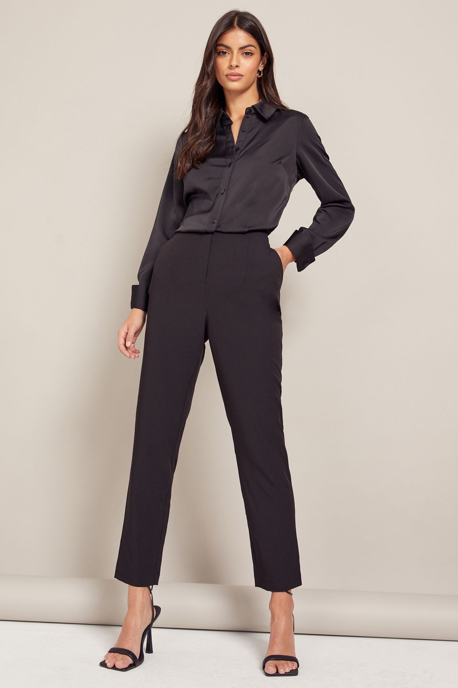 Friends Like These Black High Waisted Slim Tailored Trouser - Image 3 of 4