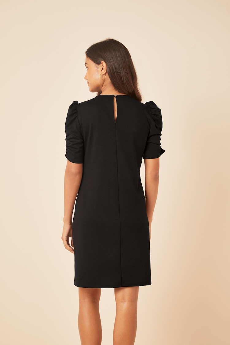 Friends Like These Black Short Puff Sleeve Round Neck Shift Dress - Image 2 of 4