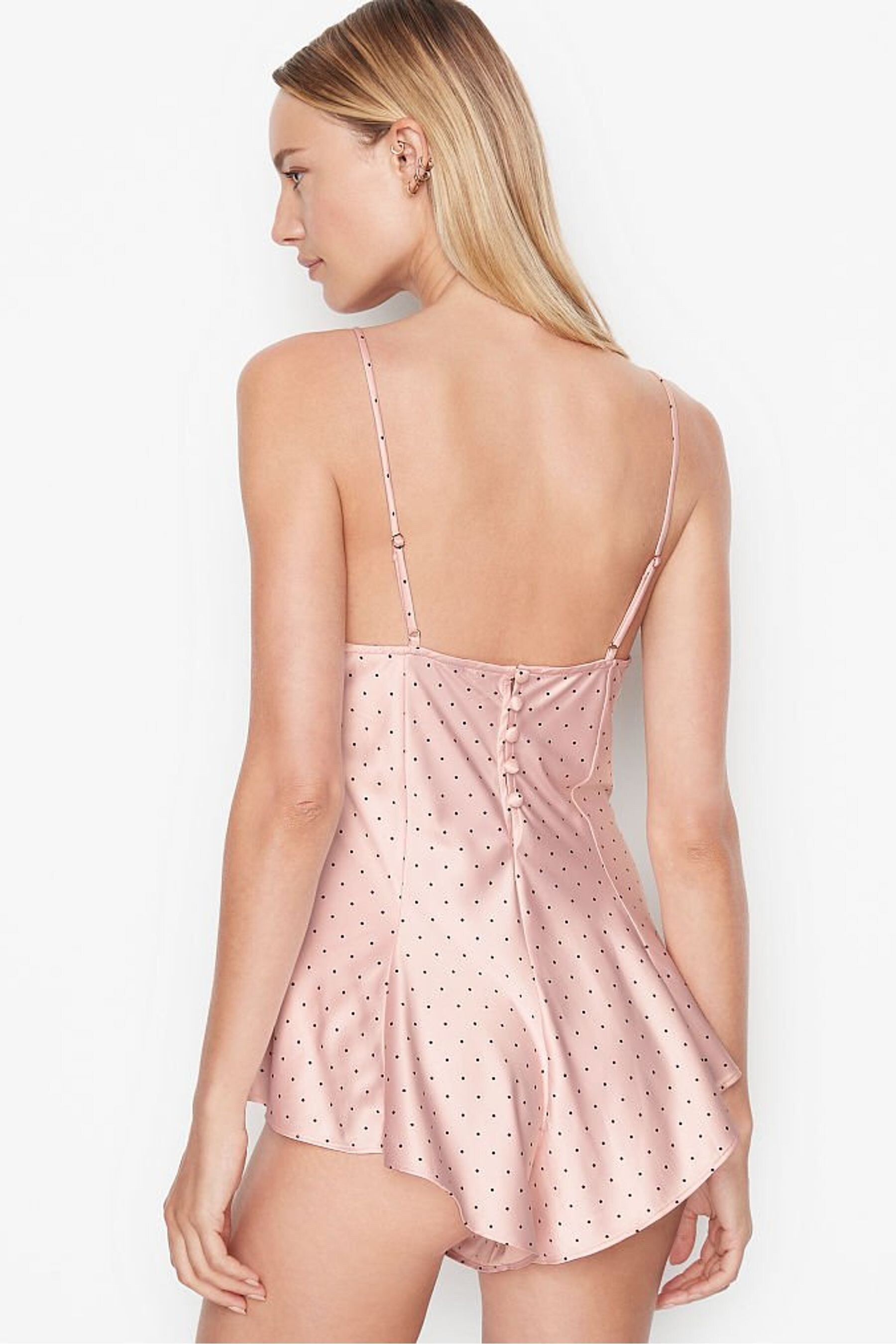 Buy Victoria s Secret Black Pink Micro Dot Satin Lace Playsuit Pyjamas from Next Ireland