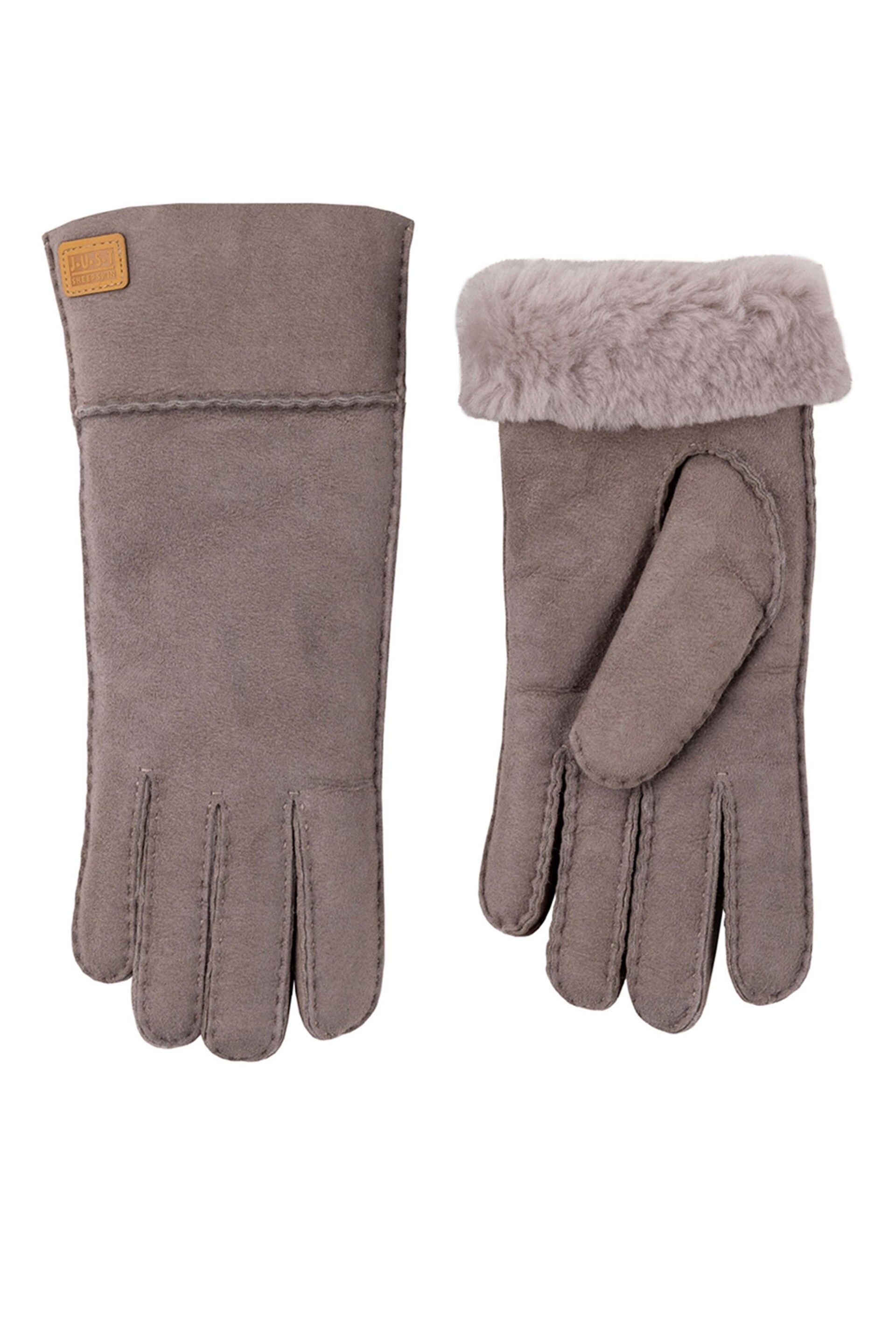 Just Sheepskin Grey Ladies Charlotte Sheepskin Gloves - Image 3 of 4