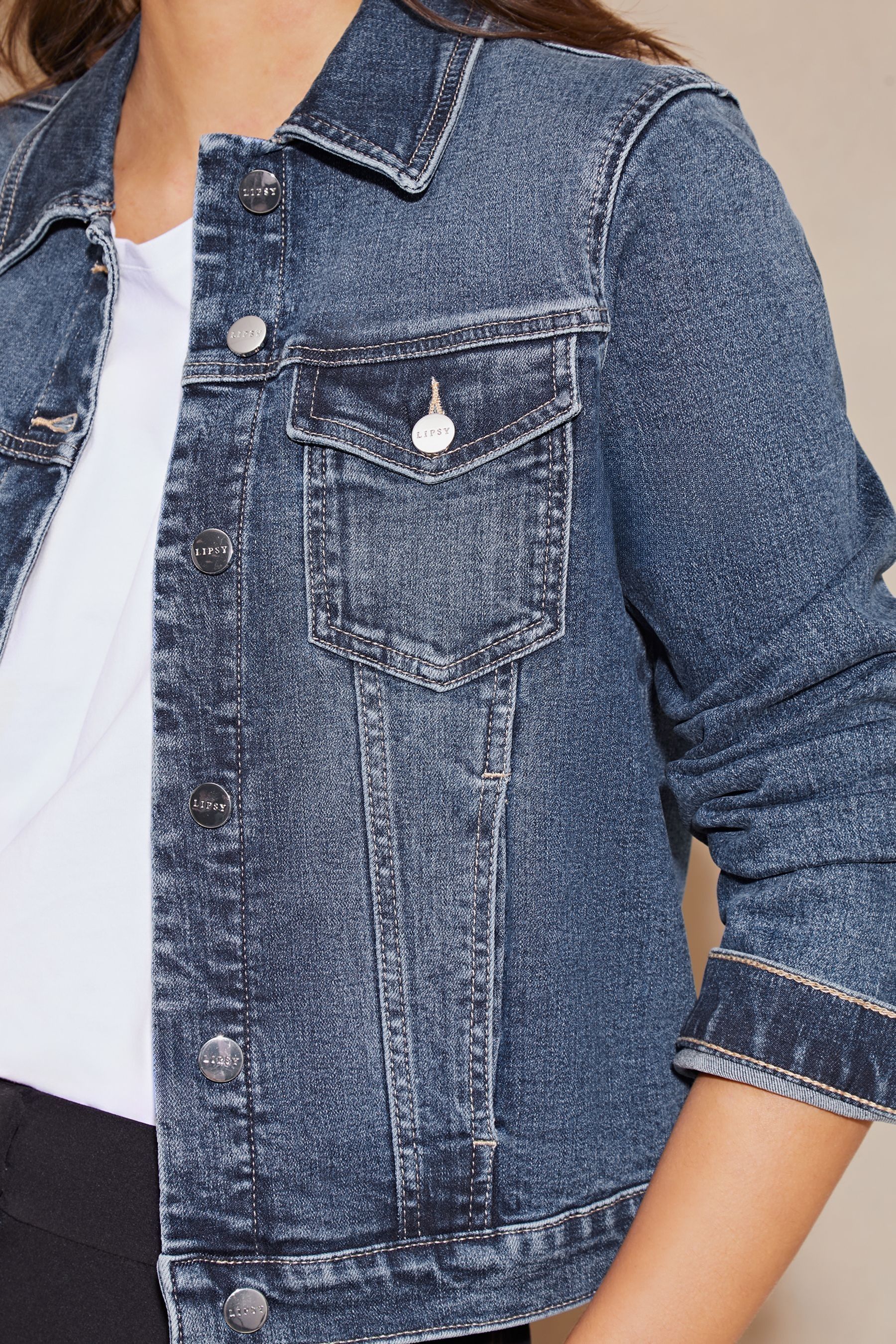 Buy Lipsy Mid Blue Classic Fitted Denim Jacket from Next Luxembourg