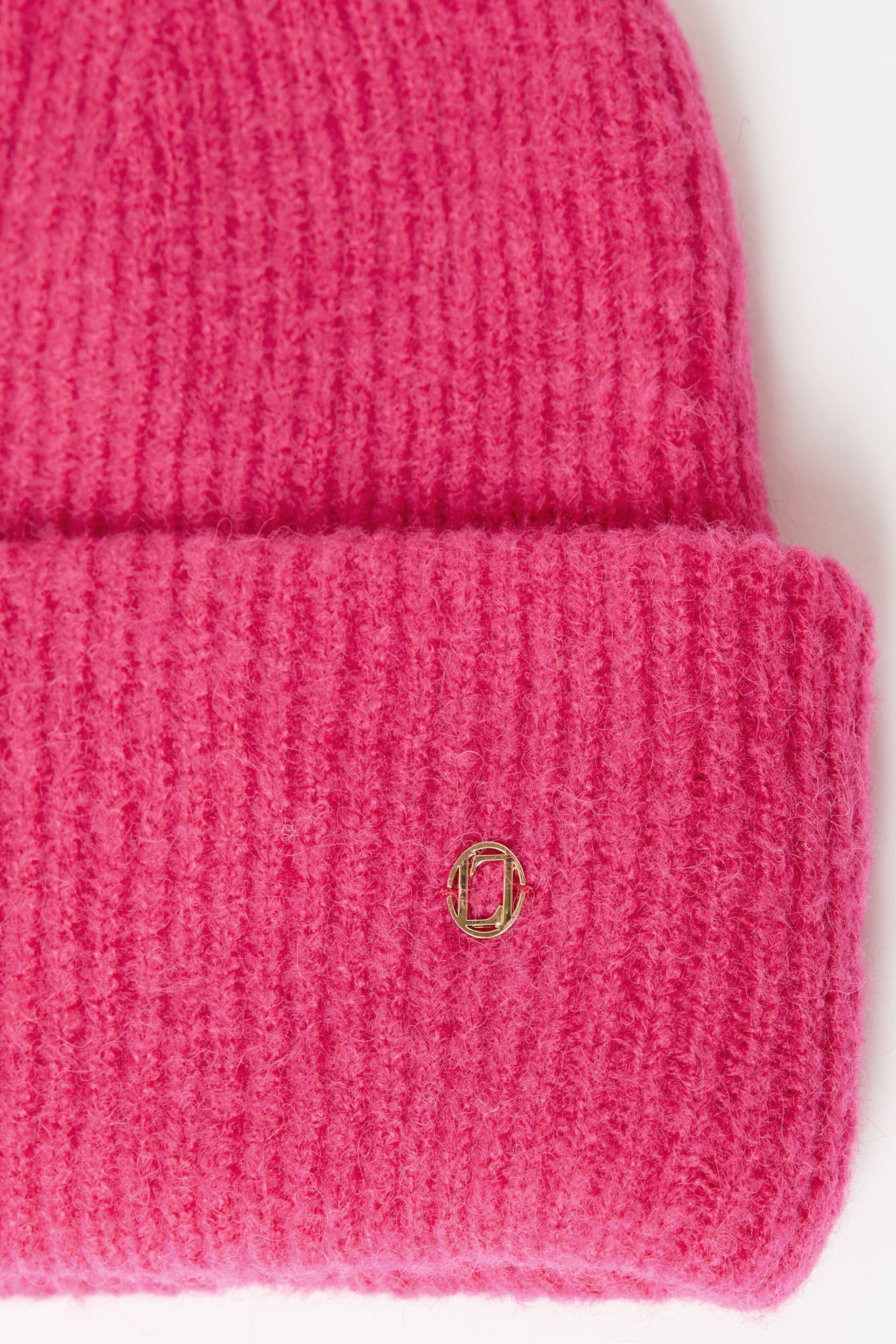 Lipsy Pink Chunky Knitted Turn Up Beanie Hat - Image 2 of 4