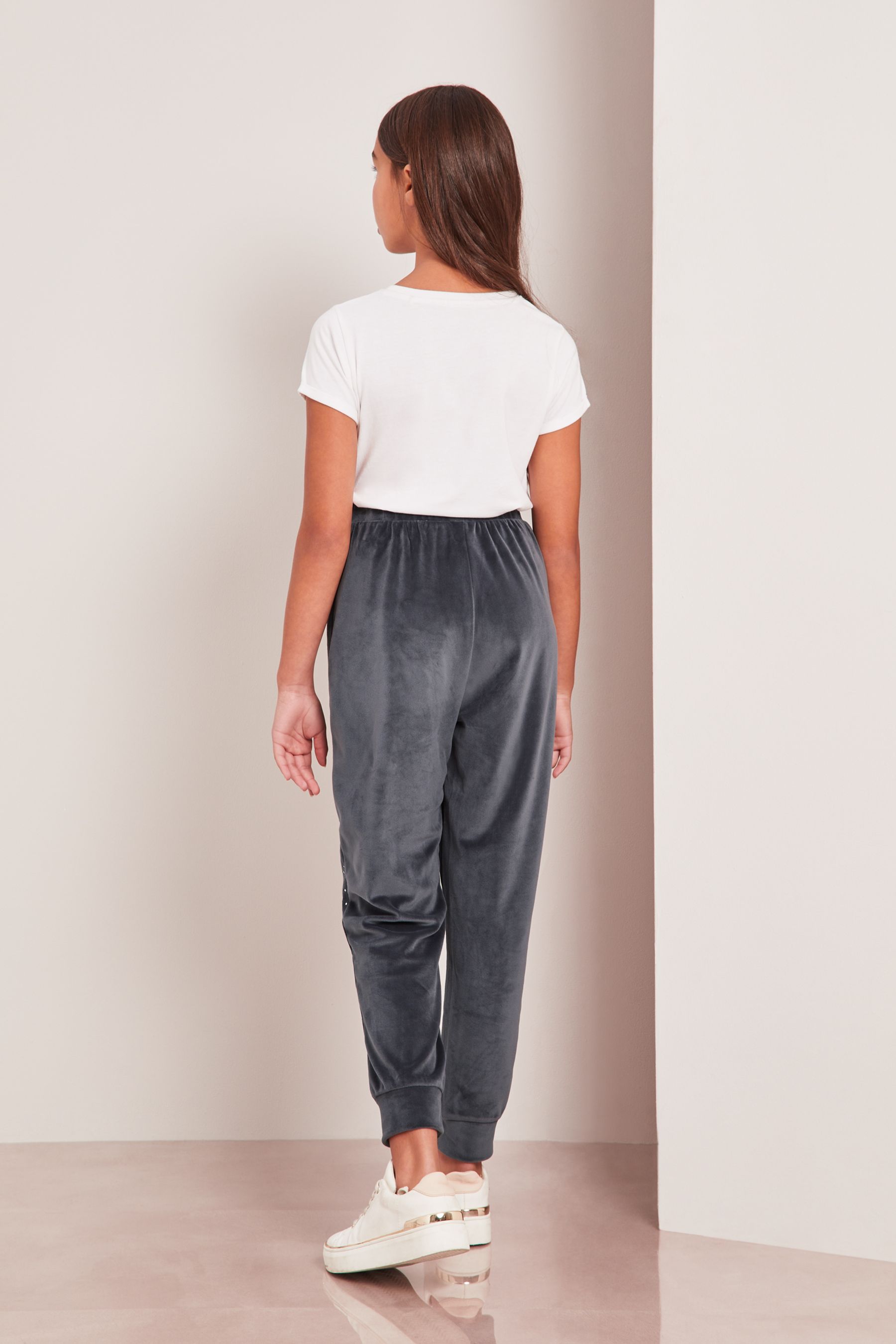 Buy Lipsy Grey Super Soft Studded Cuffed Velour Joggers from Next Oman