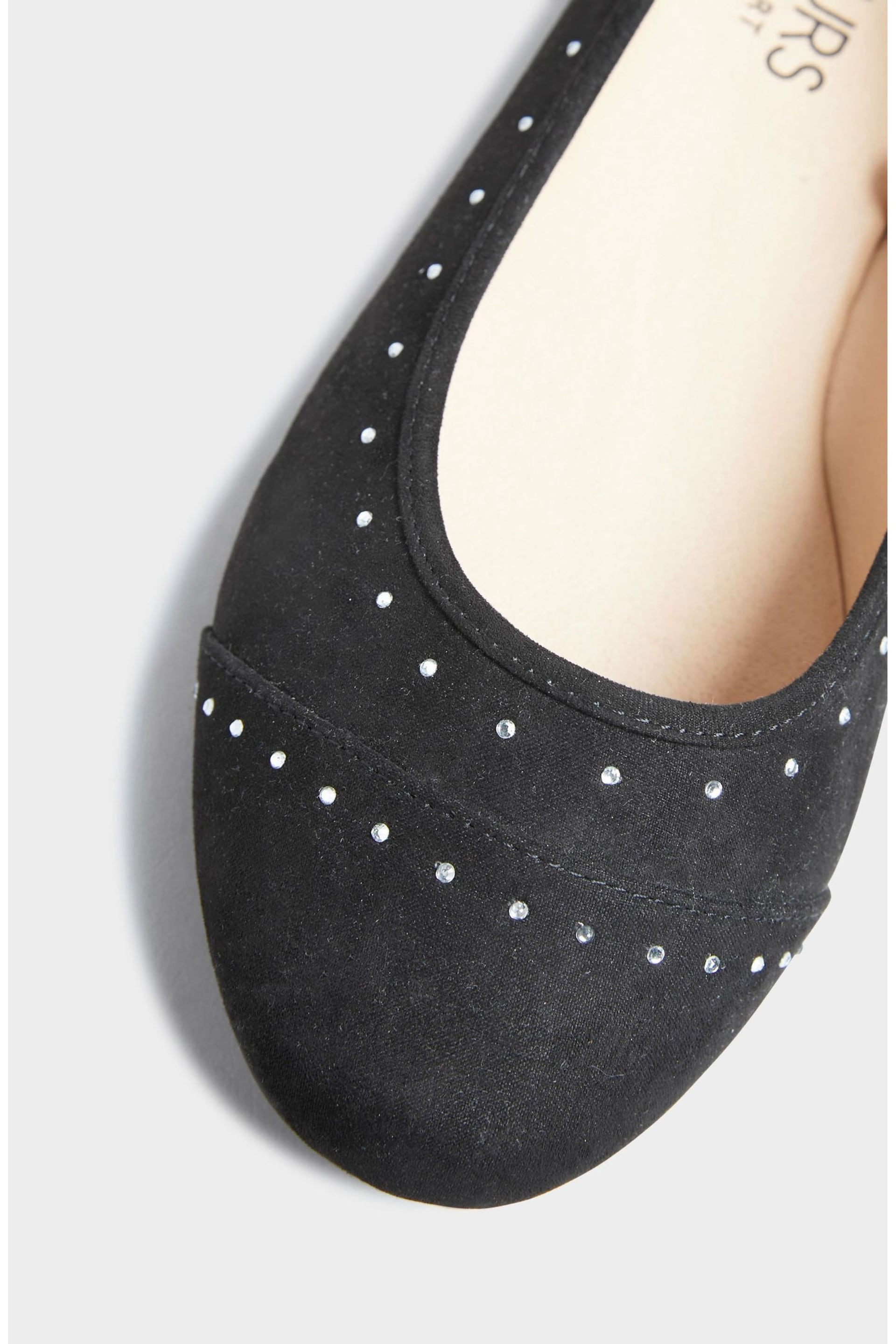 Yours Curve Black Extra-Wide Fit Diamante Ballerina Shoes - Image 5 of 5