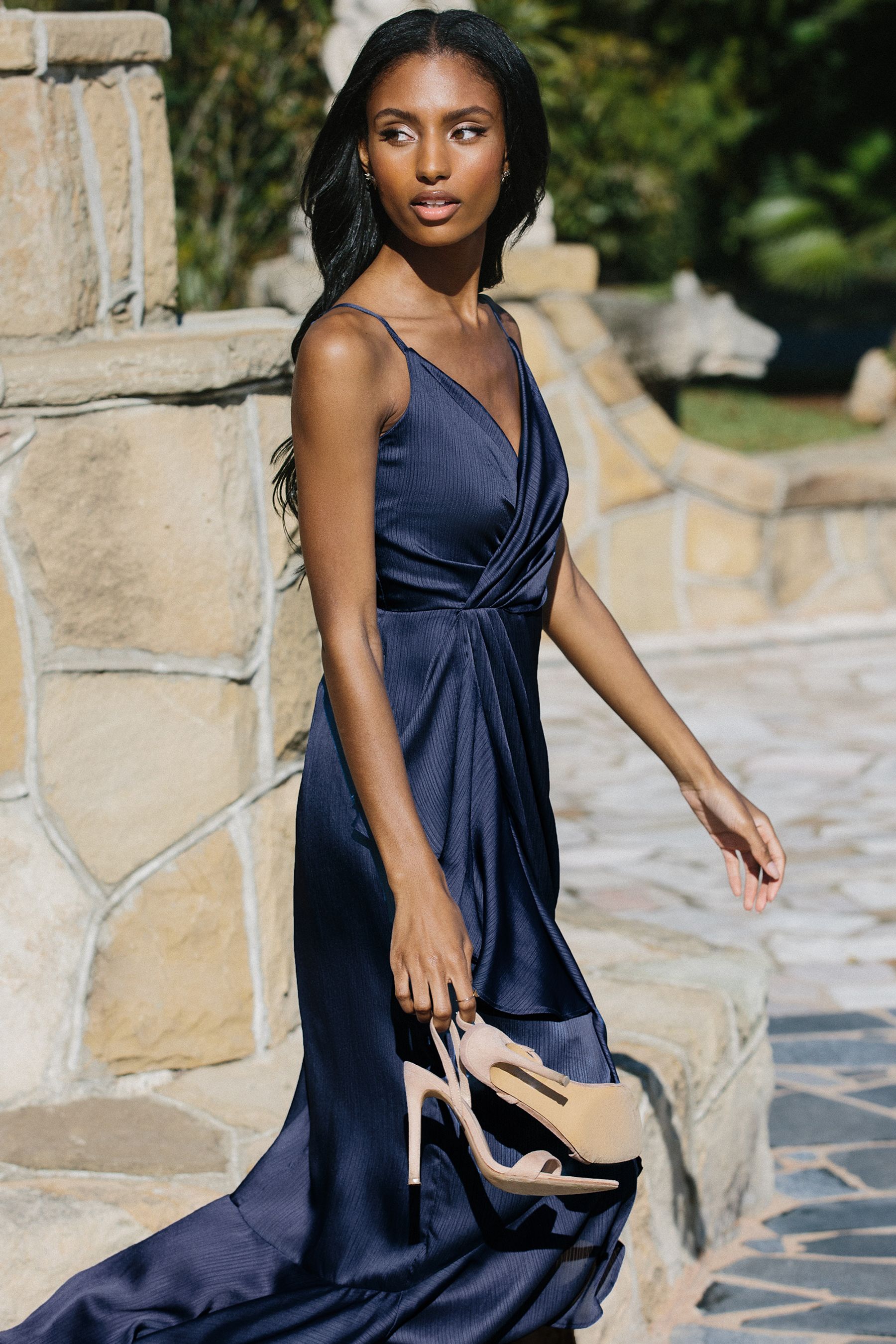Buy Lipsy Navy Wrap Ruffle Midi Dress from Next Luxembourg