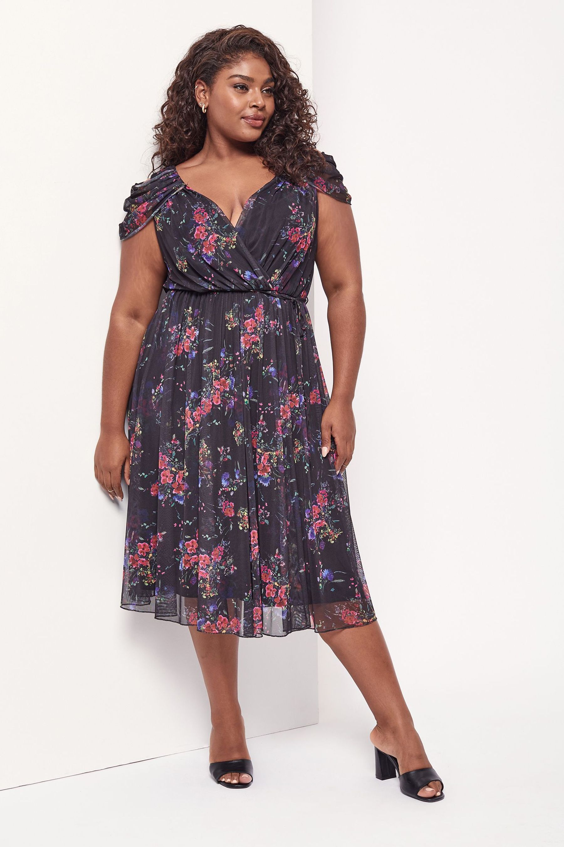 Buy Scarlett Jo Black In Florence Gina Cold Shoulder Dress from Next Luxembourg