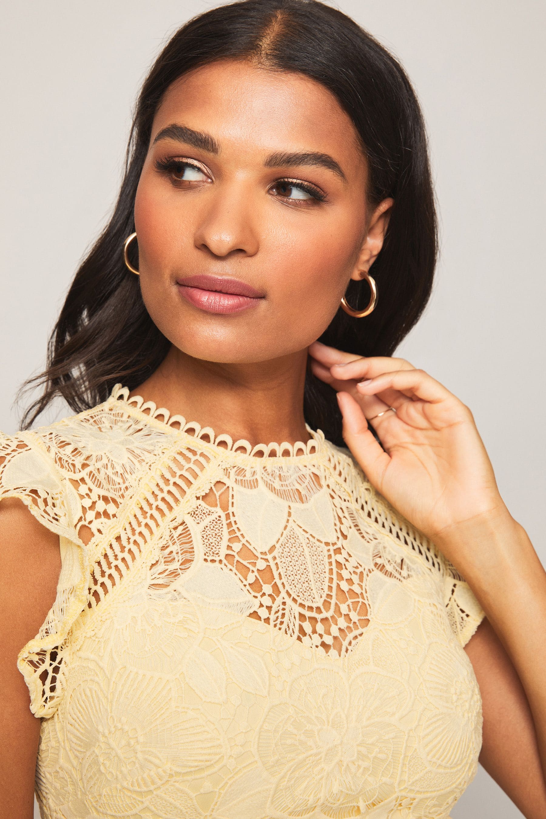 Lipsy yellow lace dress deals