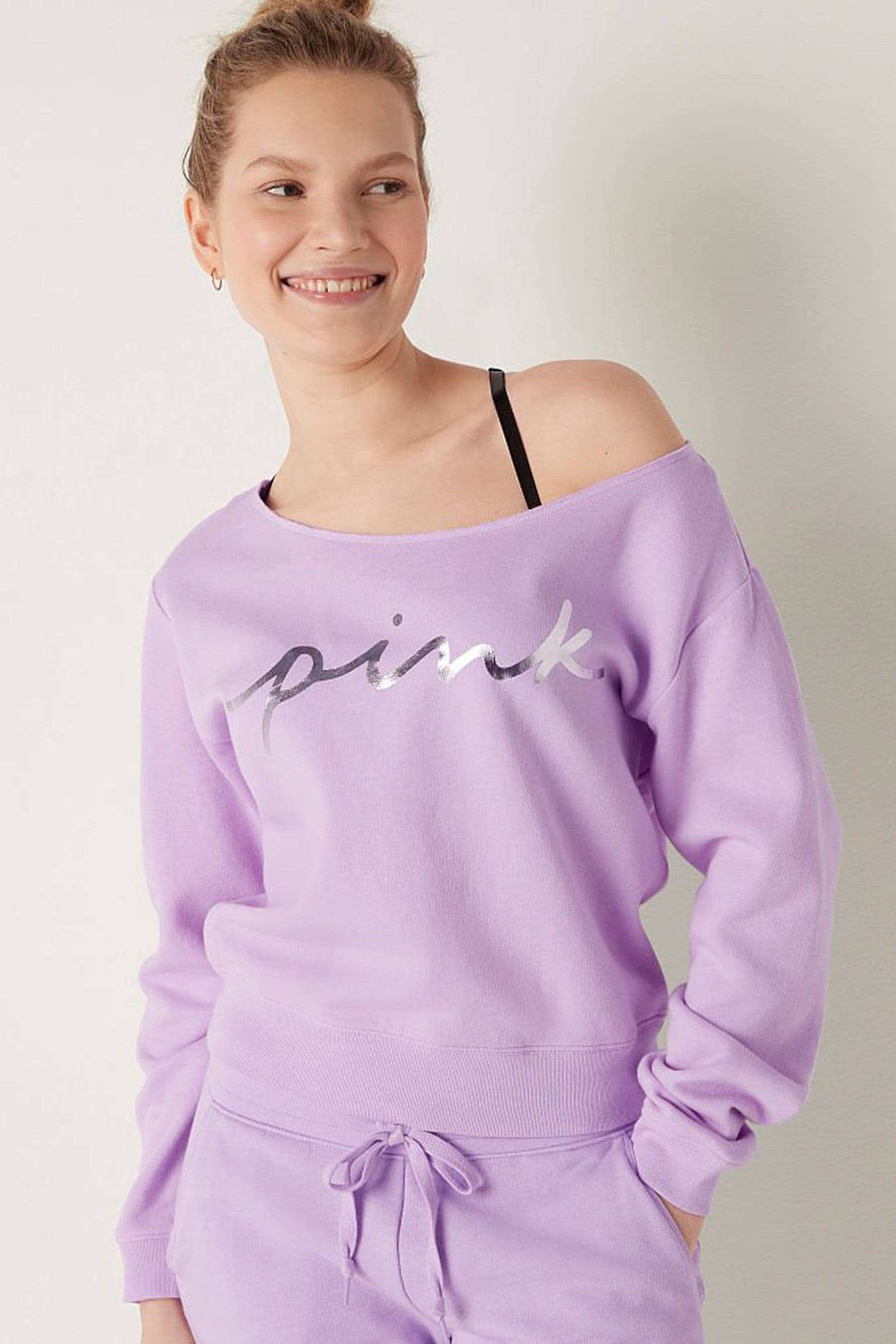 Victoria's secret pink off the shoulder sweatshirt deals