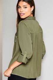 Lipsy Khaki Green TENCEL™ Pocket Shirt - Image 2 of 4