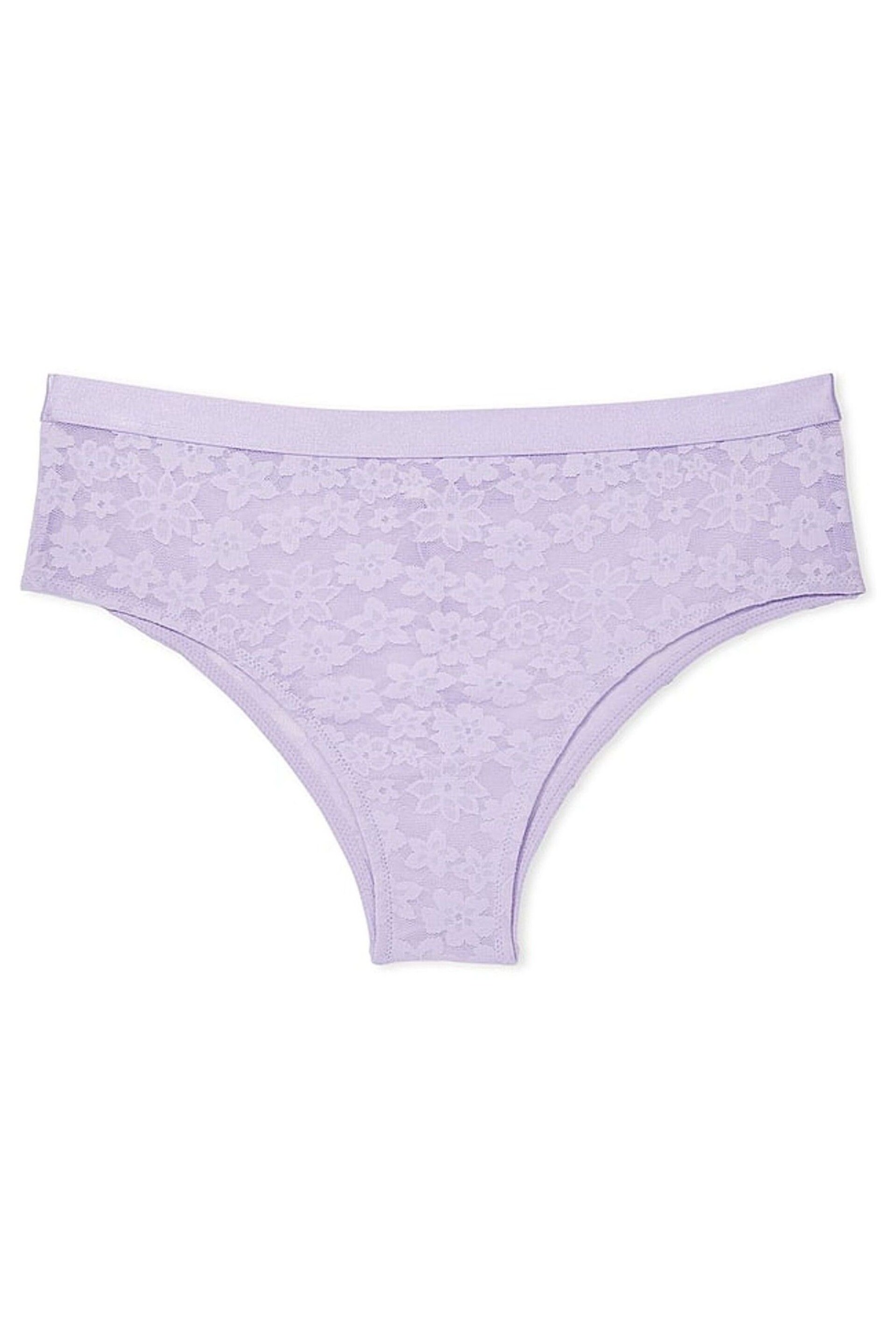 Victoria's Secret PINK Pastel Lilac Purple Tossed Floral Lace Cheekster Knickers - Image 3 of 3