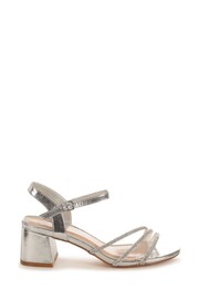 Linzi Silver Carnation Low Block Heeled Sandal With Diamante Front Straps - Image 2 of 4