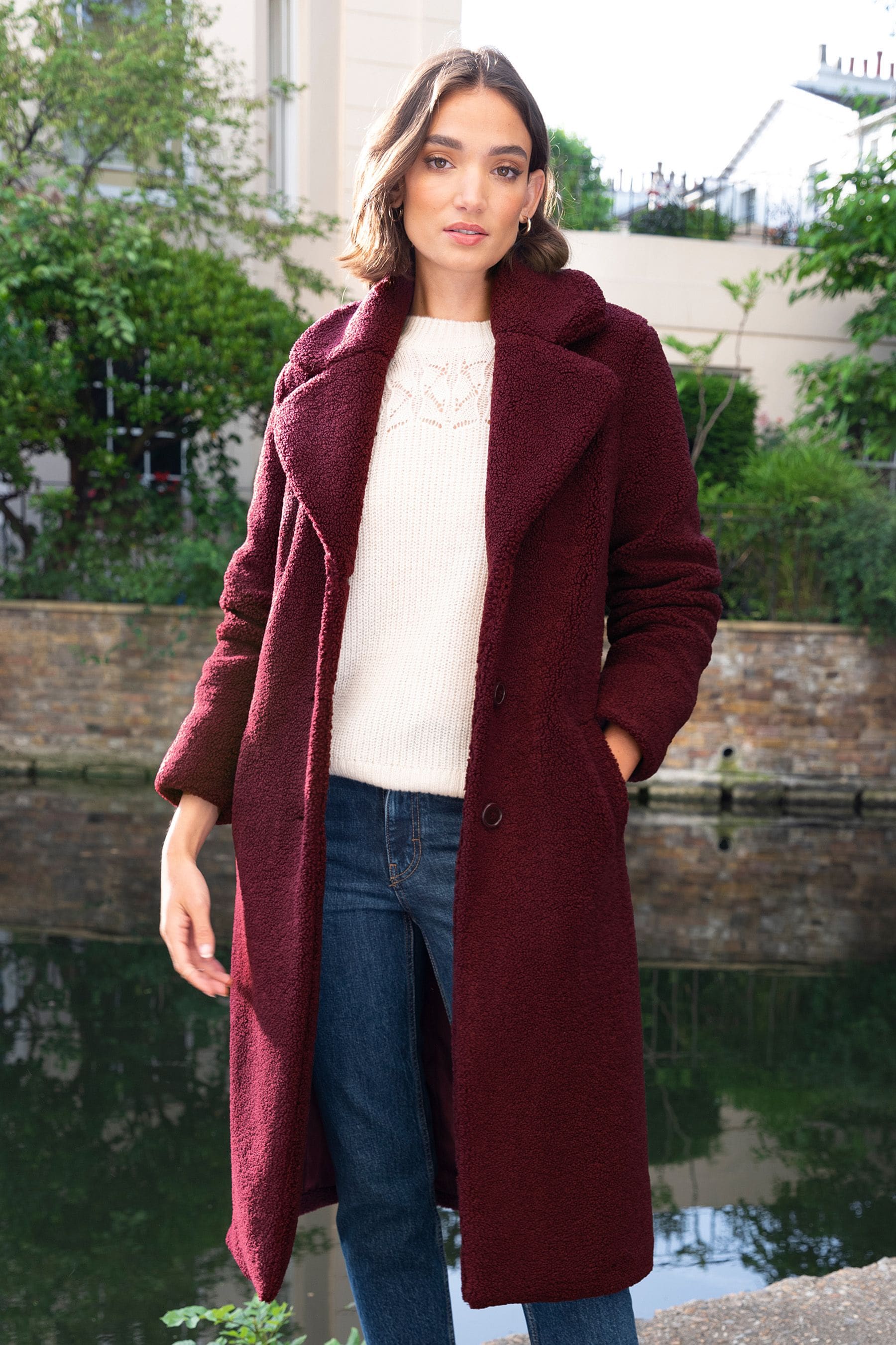 Teddy coat red top