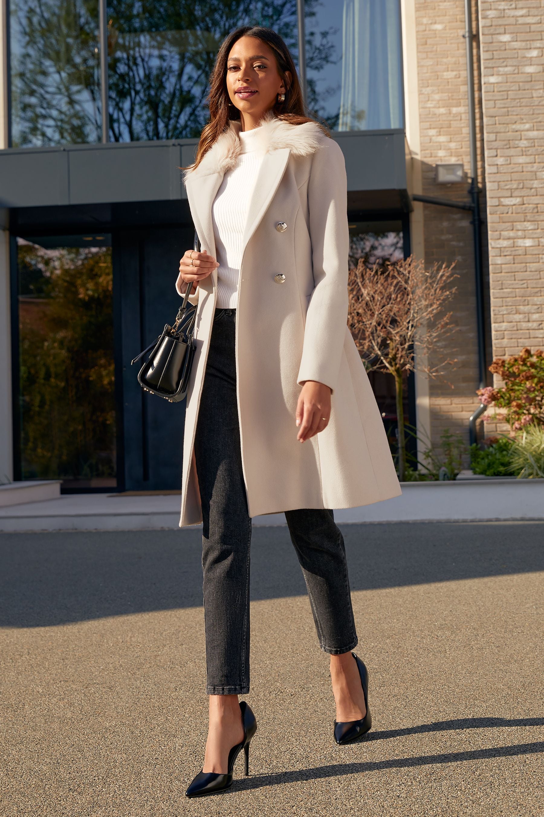 Cream military coat online