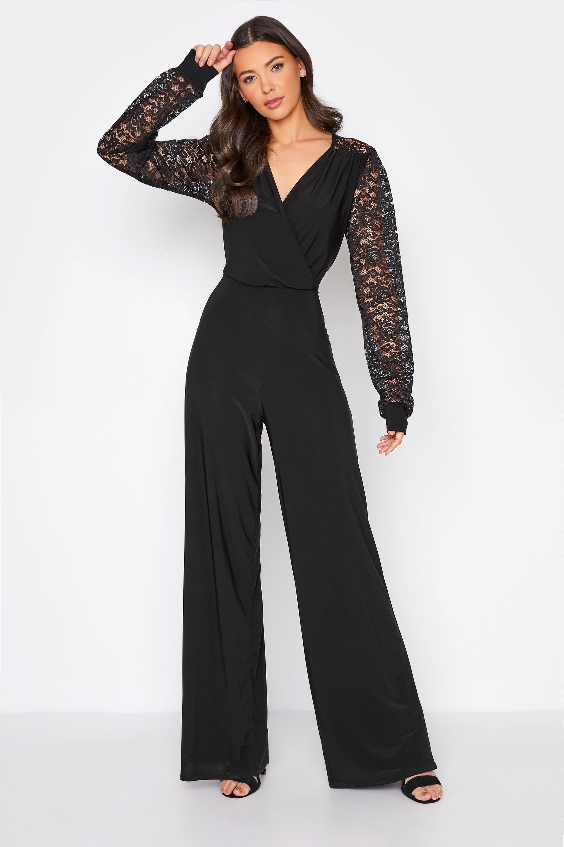 Buy Long Tall Sally Black Lace Back Jumpsuit from Next Slovenia